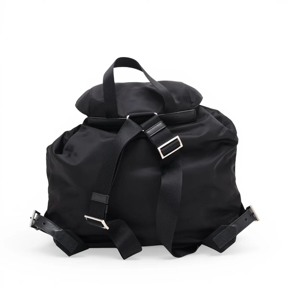 Tessuto Nylon x Leather Backpack/Rucksack, Black — view 2