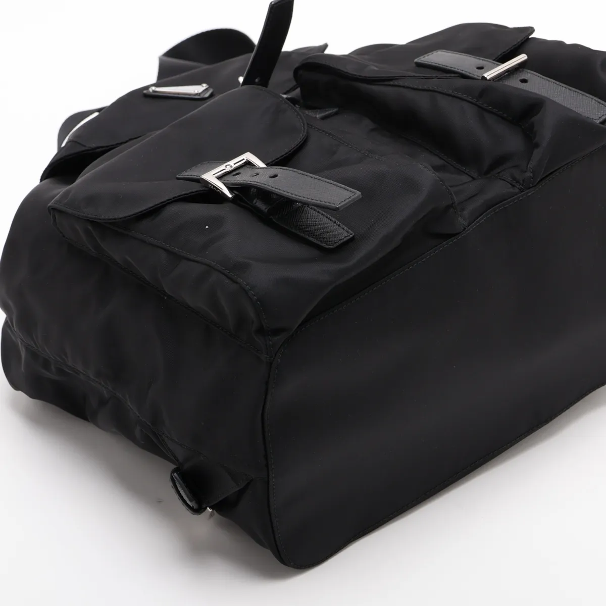 Tessuto Nylon x Leather Backpack/Rucksack, Black — view 4