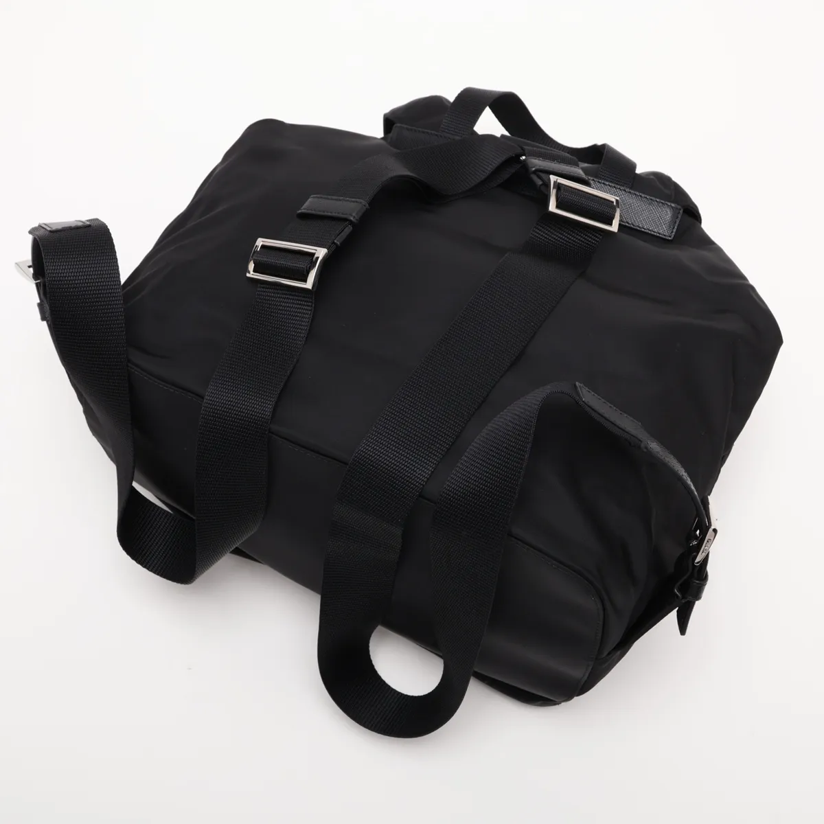 Tessuto Nylon x Leather Backpack/Rucksack, Black — view 5