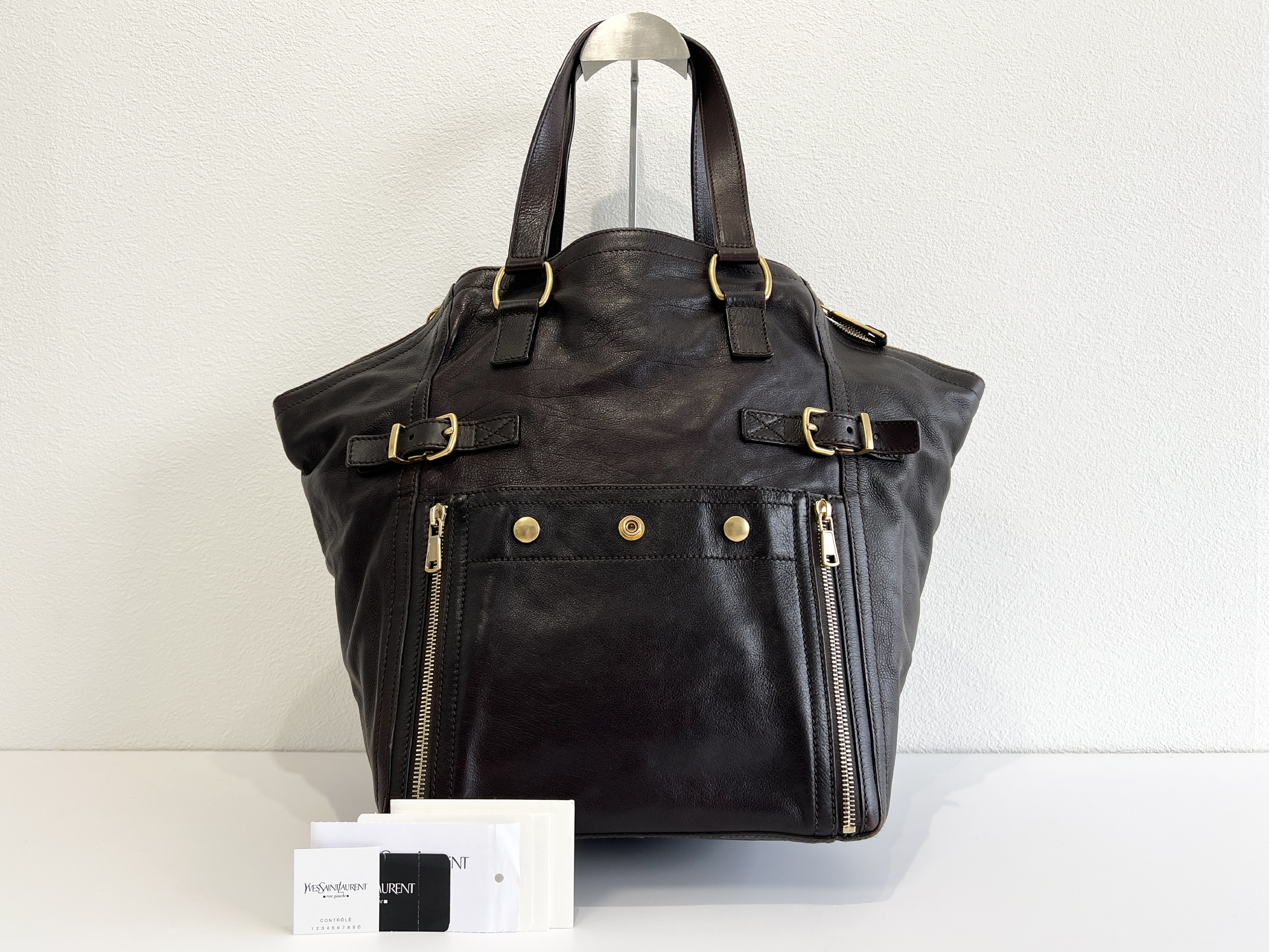 Rive Gauche Downtown Leather Suede Tote Bag Handbag Tote Bag