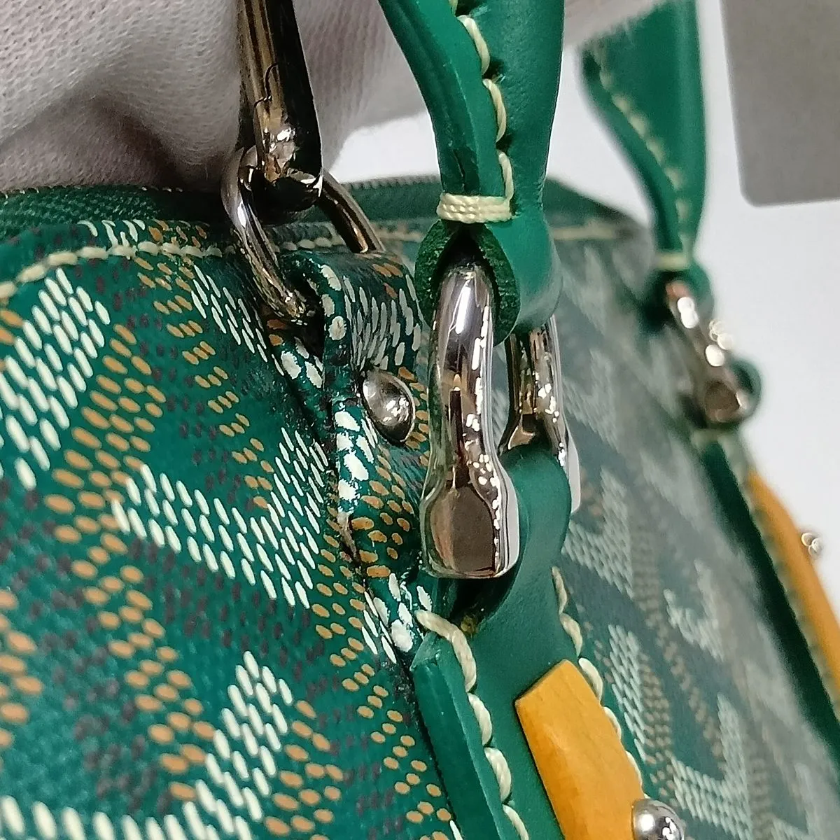 Vendome PVC x Leather 2-Way Handbag, Green — view 12