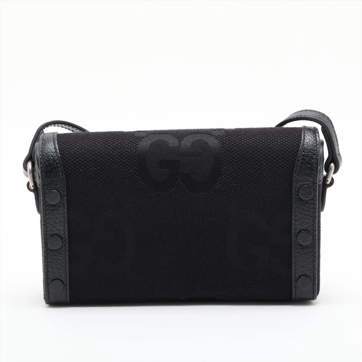 Jumbo GG Horsebit 1955 699296 Canvas x Leather Shoulder Bag, Black — view 2