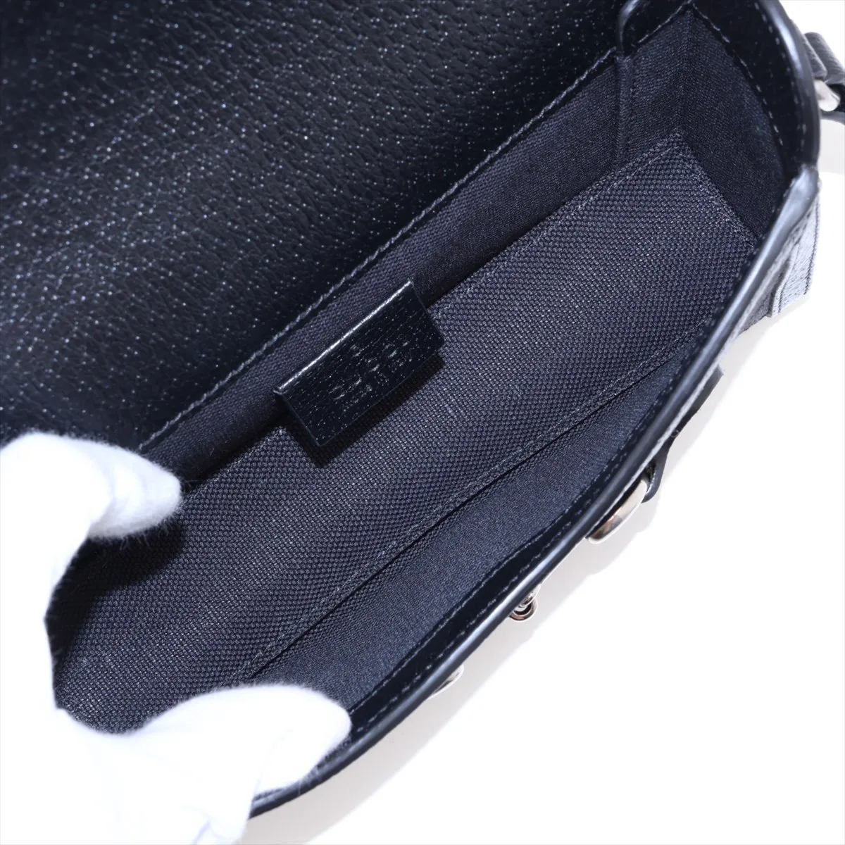 Jumbo GG Horsebit 1955 699296 Canvas x Leather Shoulder Bag, Black — view 6
