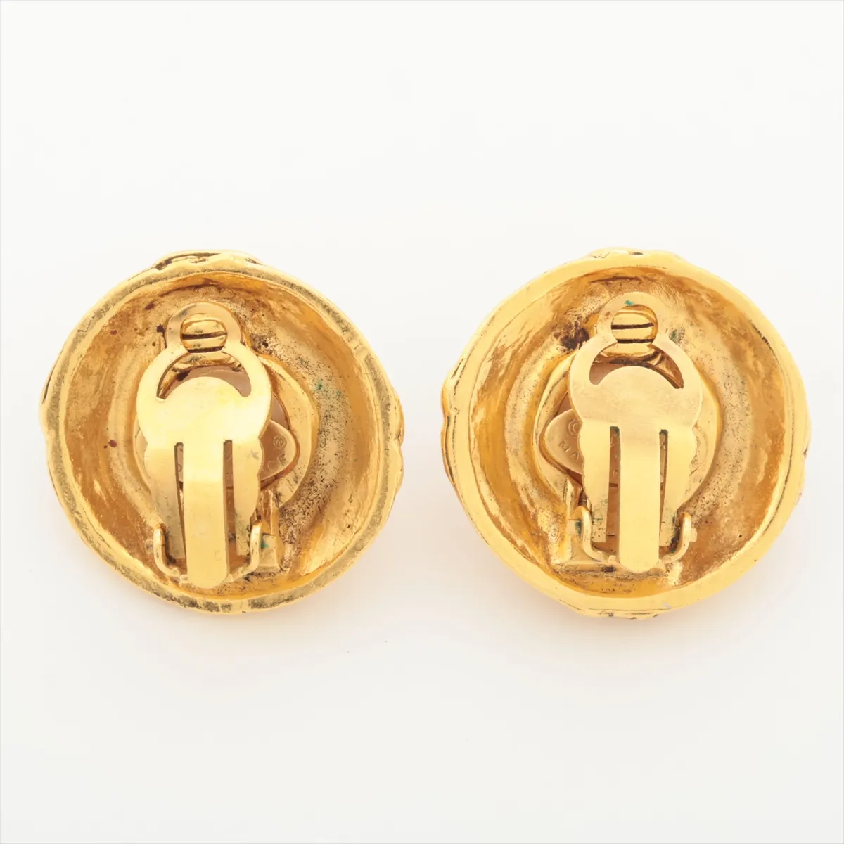 Coco Mark 94A Earrings (Pair) GP x Faux Pearl Gold. Shows signs of wear, — view 2