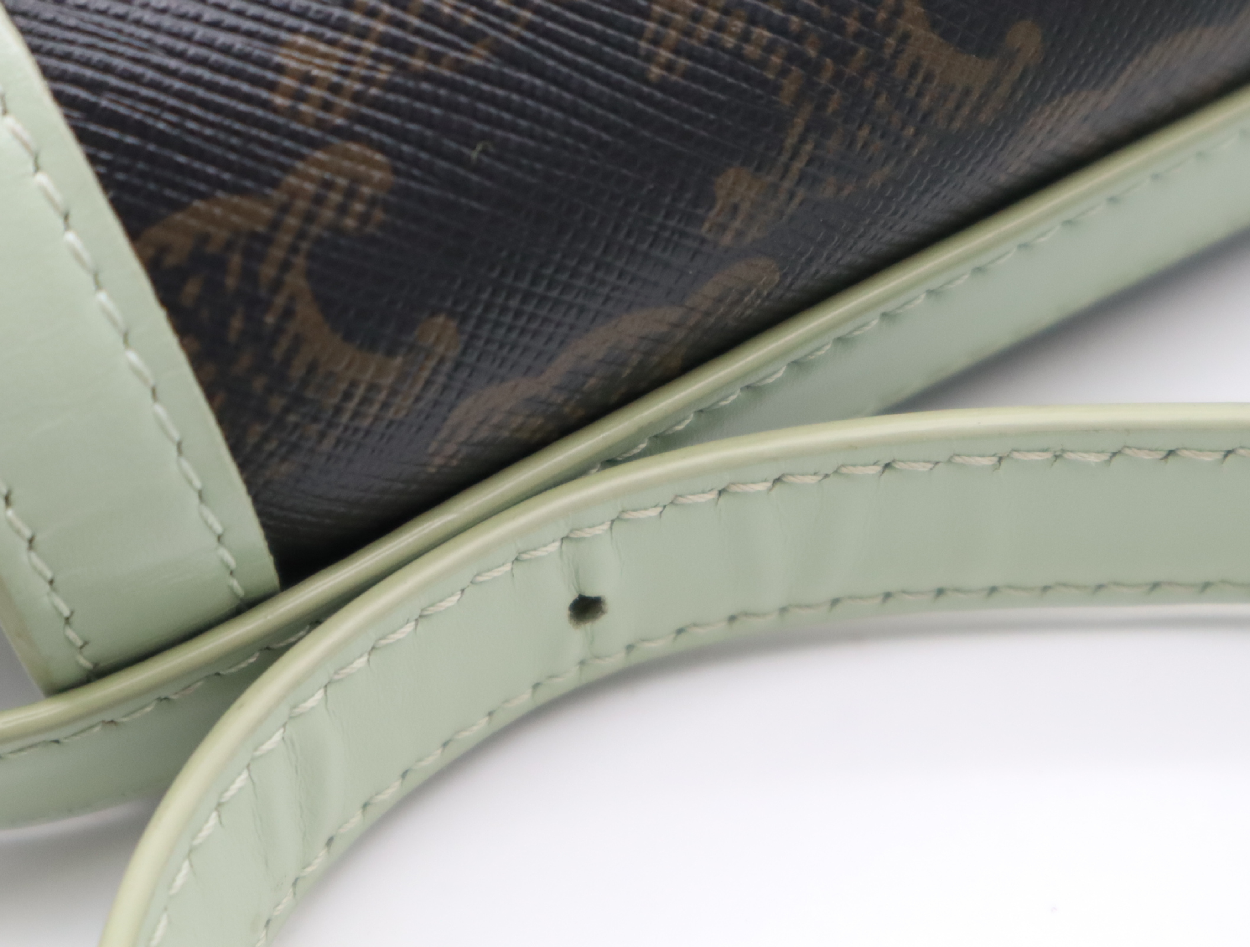PVC x Leather Triomphe Shoulder Bag (Green/Brown) — view 13