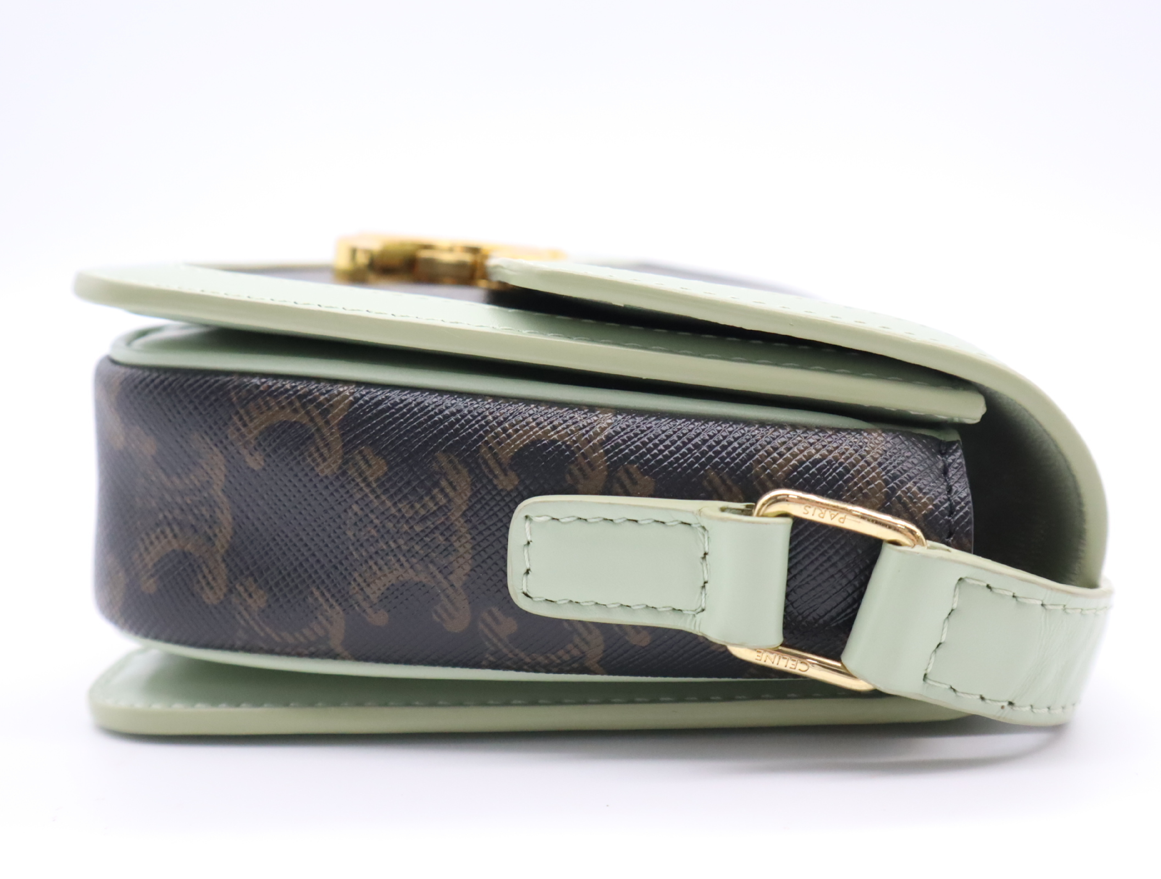 PVC x Leather Triomphe Shoulder Bag (Green/Brown) — view 5