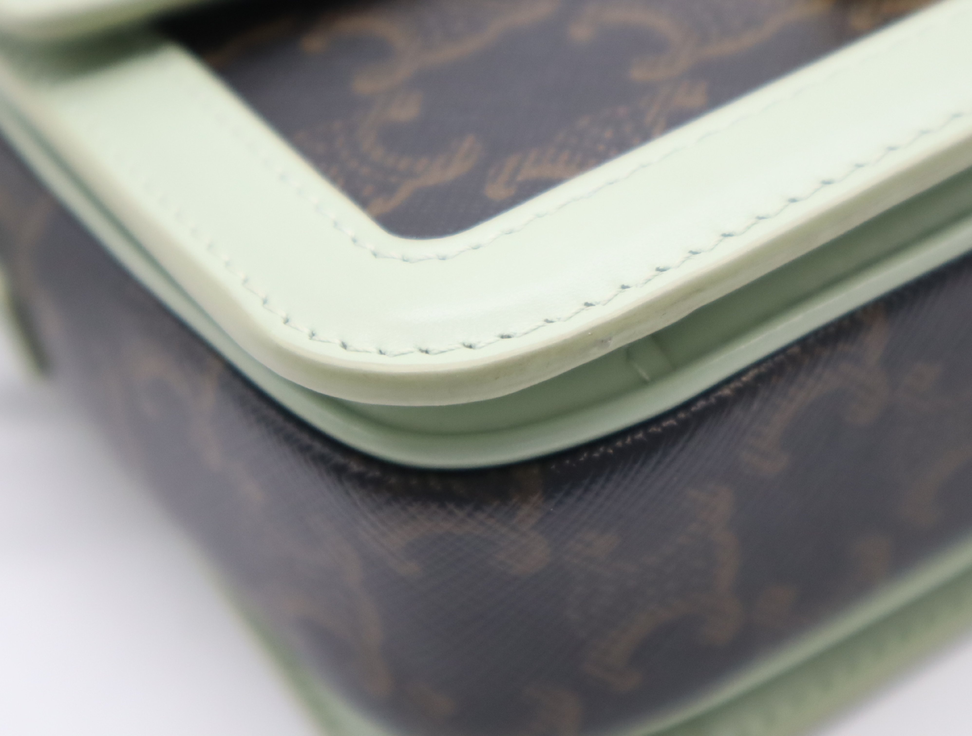 PVC x Leather Triomphe Shoulder Bag (Green/Brown) — view 6
