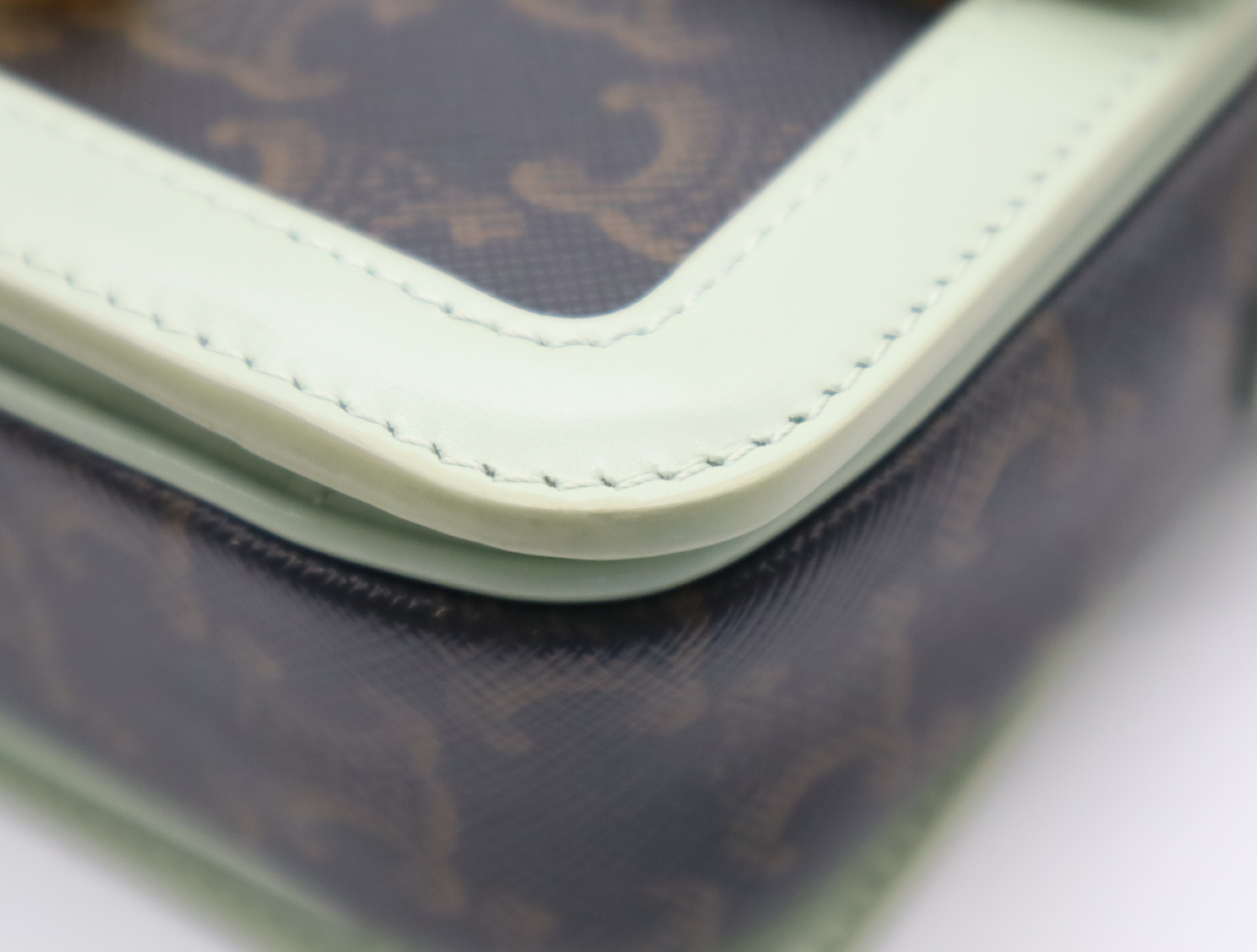 PVC x Leather Triomphe Shoulder Bag (Green/Brown) — view 7