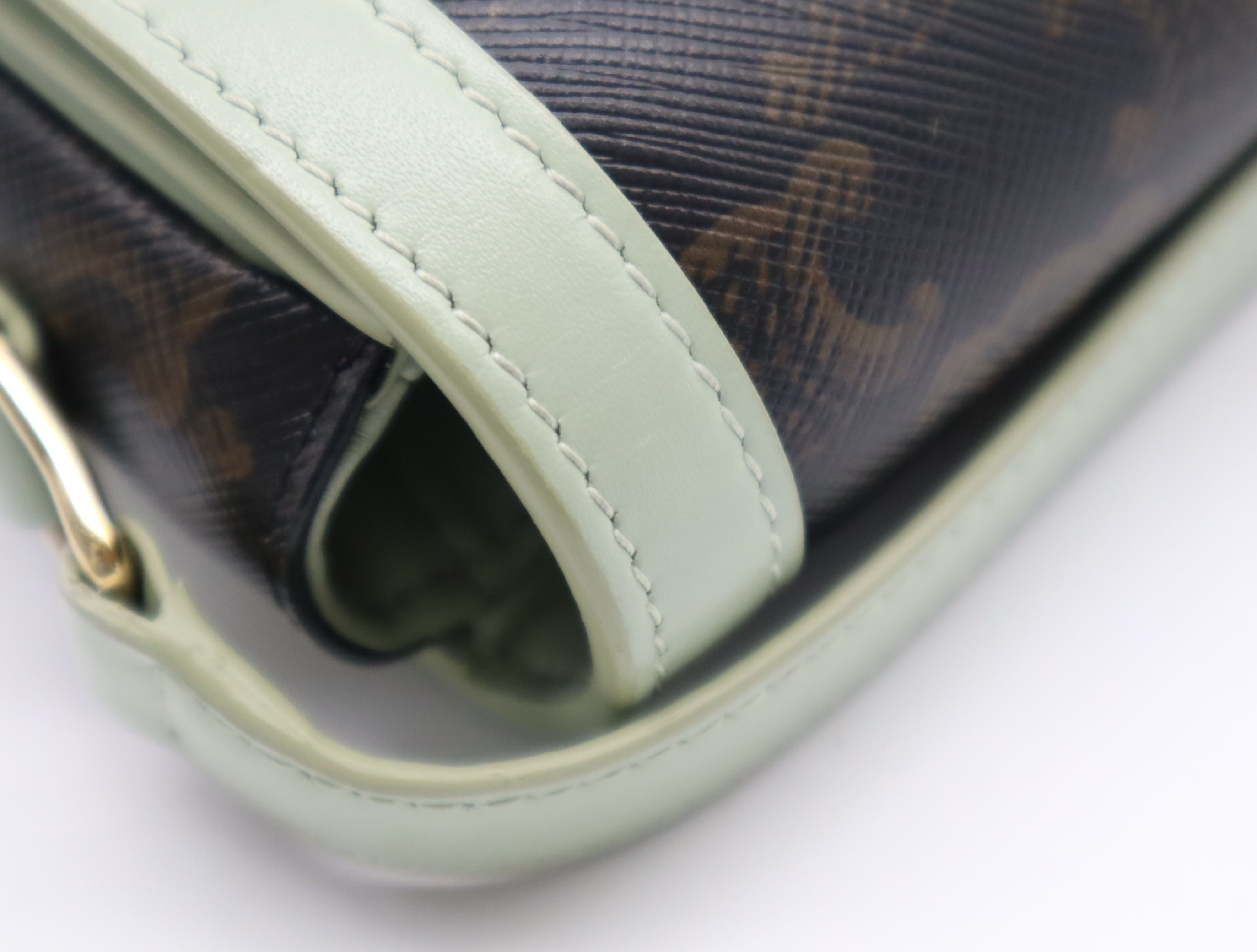 PVC x Leather Triomphe Shoulder Bag (Green/Brown) — view 9