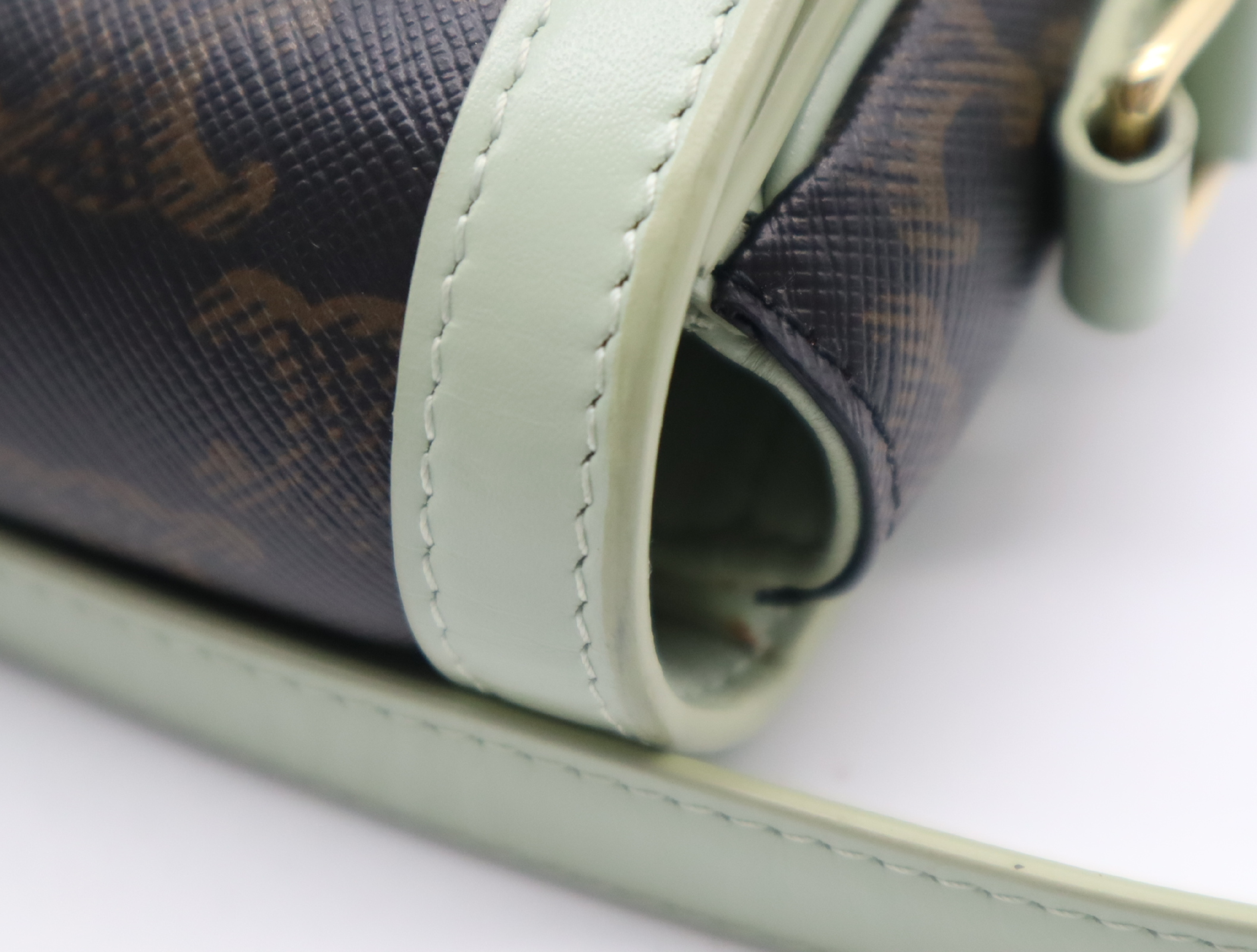 PVC x Leather Triomphe Shoulder Bag (Green/Brown) — view 10