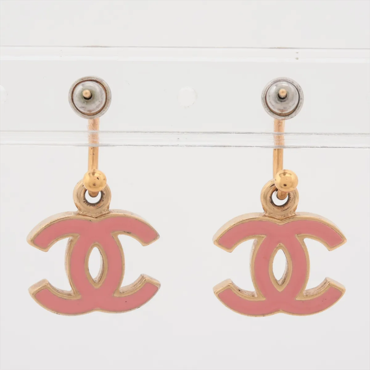Coco Mark Earrings (Pair) GP Pink x Gold. — view 3