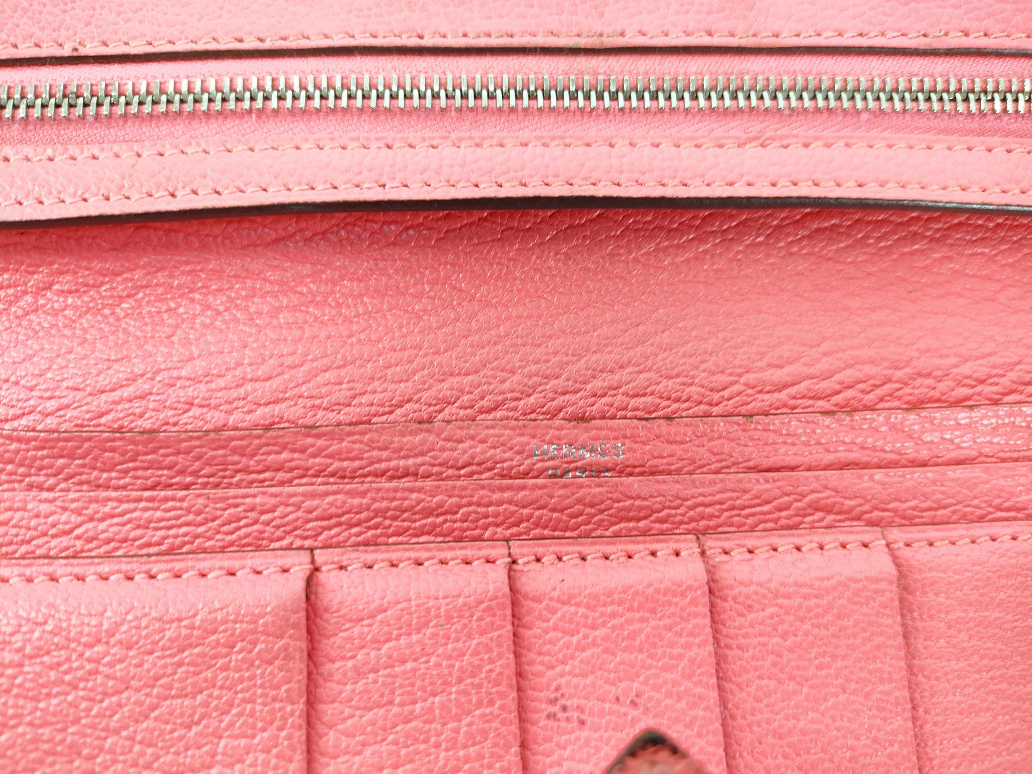 Bearn Soufflé Chevre Mysore Long Wallet, Pink, Silver Hardware, A Stamp — view 13