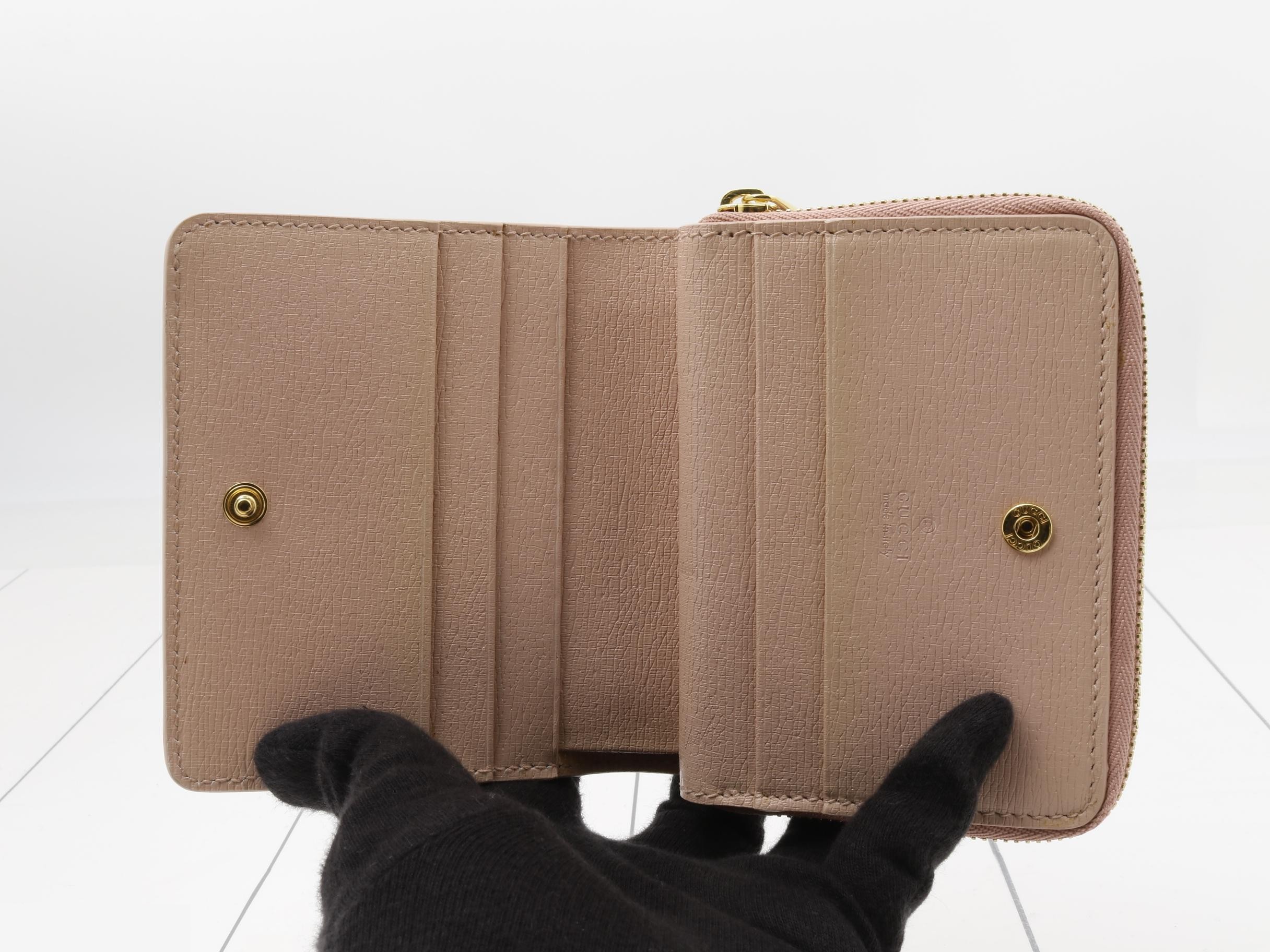 772639 Logo Bi-fold Wallet Leather Pink — view 4
