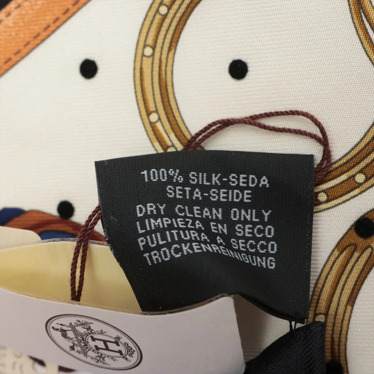 Carre 55 Scarf, Silk, Black, Slightly Snagged, with Paper Tag, JOCKEY — view 6
