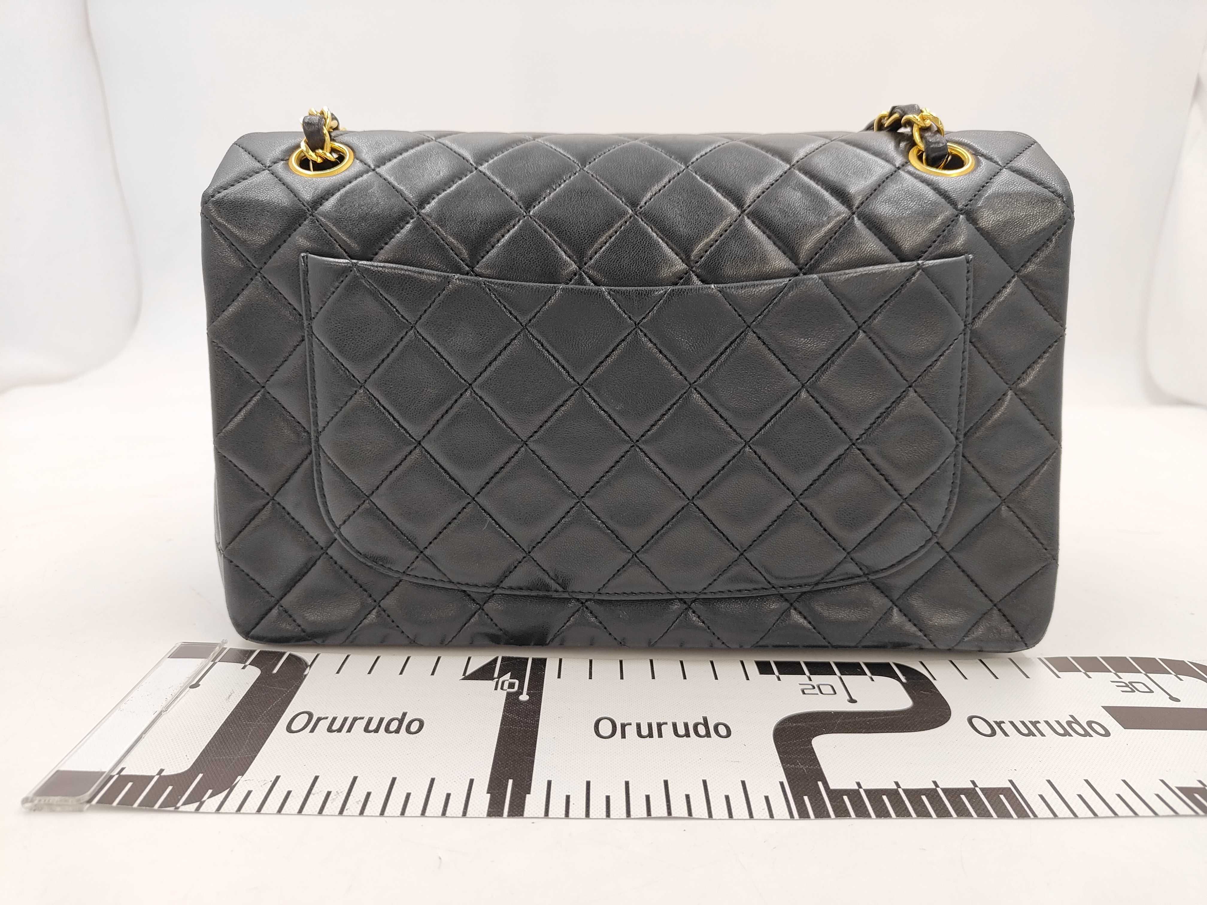 Lambskin Single Flap Matelassé Chain Shoulder Bag, Black, Series 1, with Pouch. — view 2