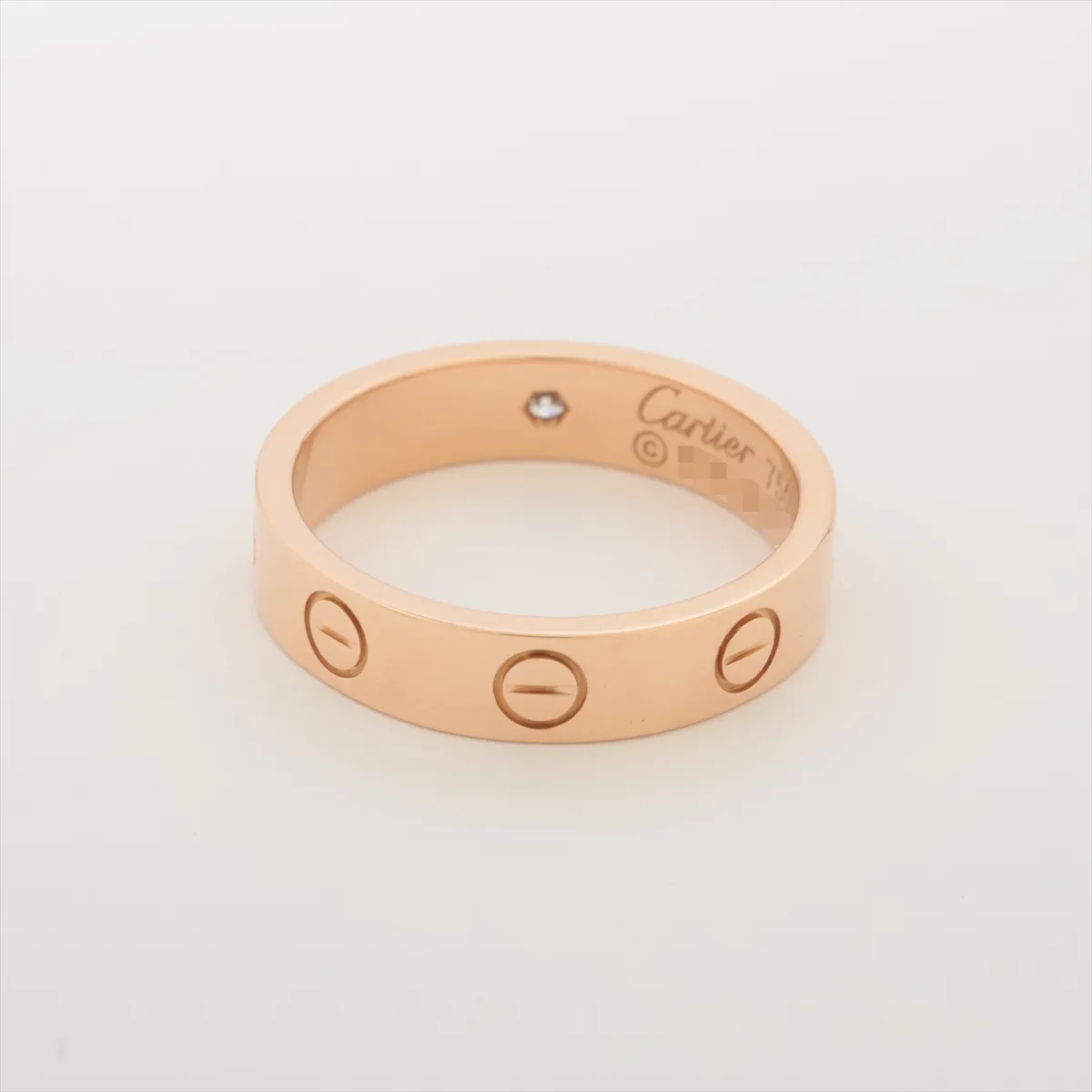 Mini Love 1P Diamond Ring, 750 (PG), 3.8g, Size 48, PW9516, Metal wear. — view 2