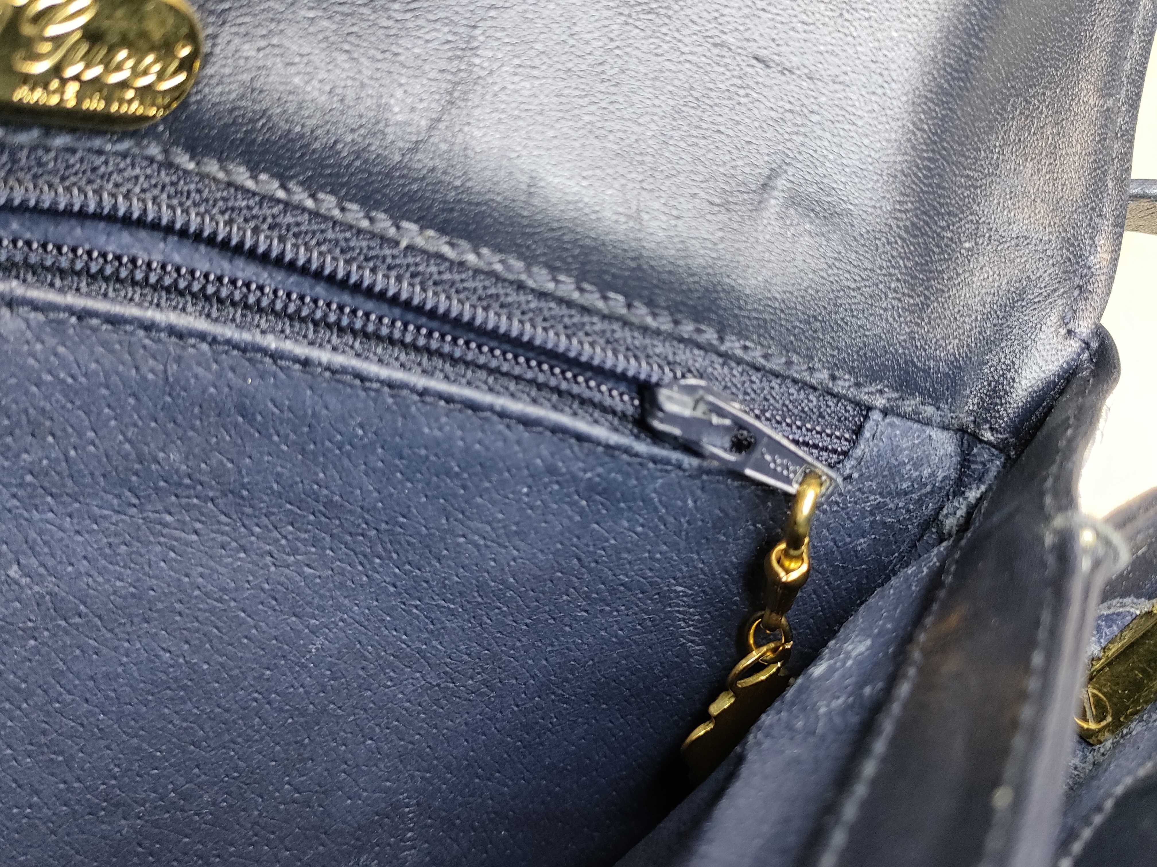 GG Gucci 001 406 1780 Micro GG Shoulder Bag PVC Leather Navy Shoulder Bag — view 9