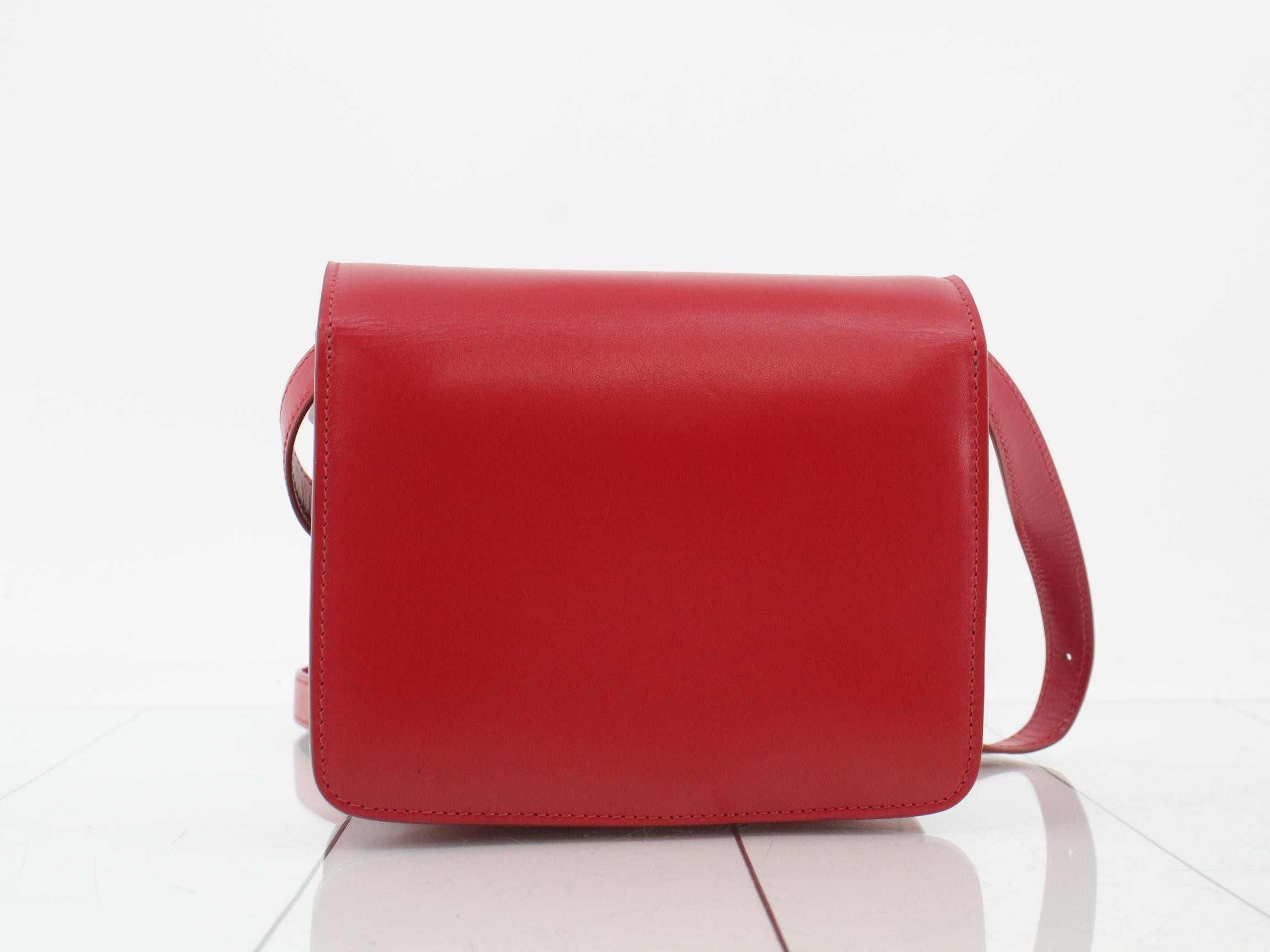 Classic Box Leather Shoulder Bag, Red — view 2