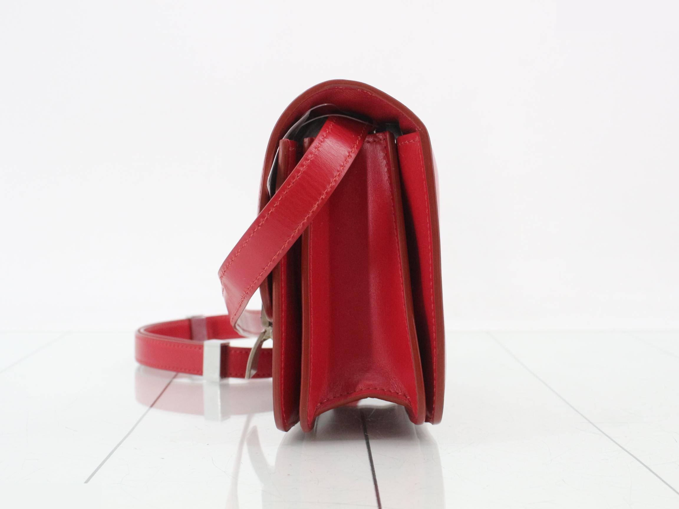 Classic Box Leather Shoulder Bag, Red — view 3