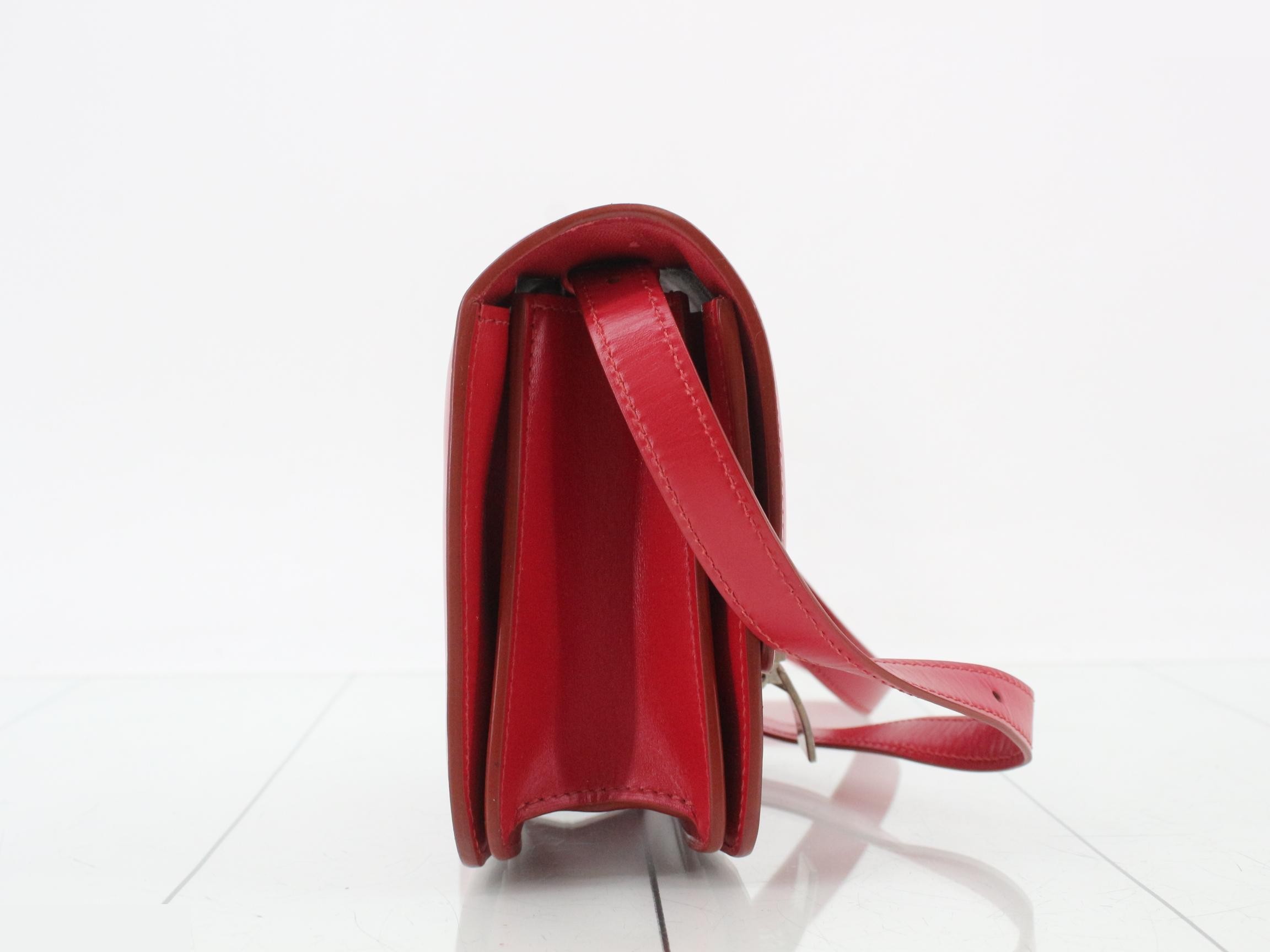 Classic Box Leather Shoulder Bag, Red — view 4