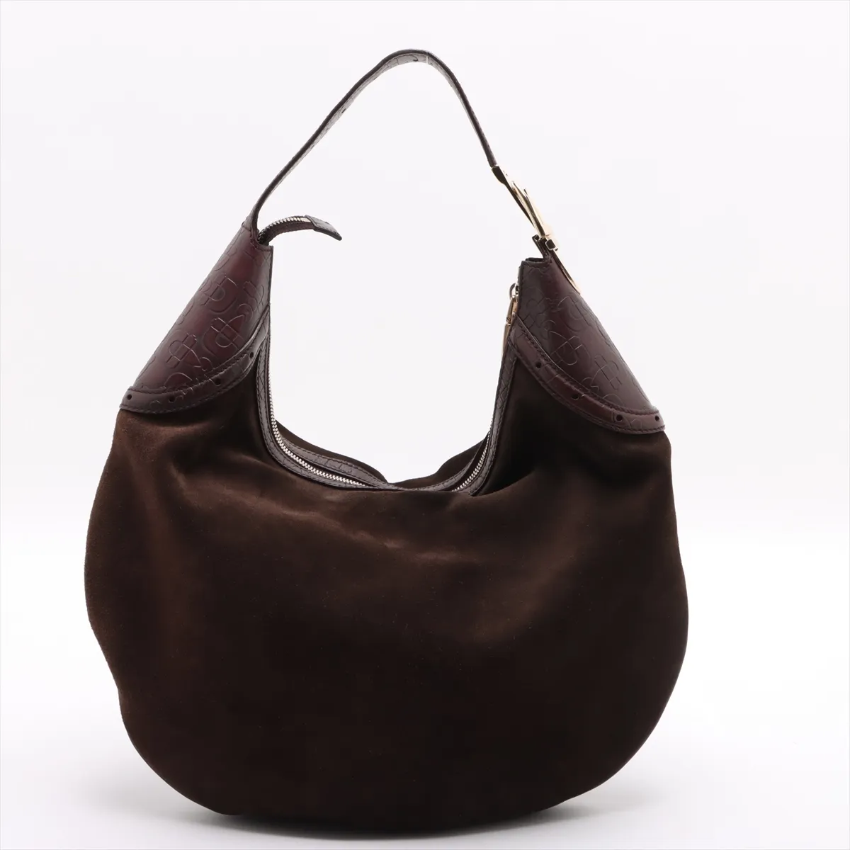 Horsebit Suede Shoulder Bag Brown 145764 — view 2