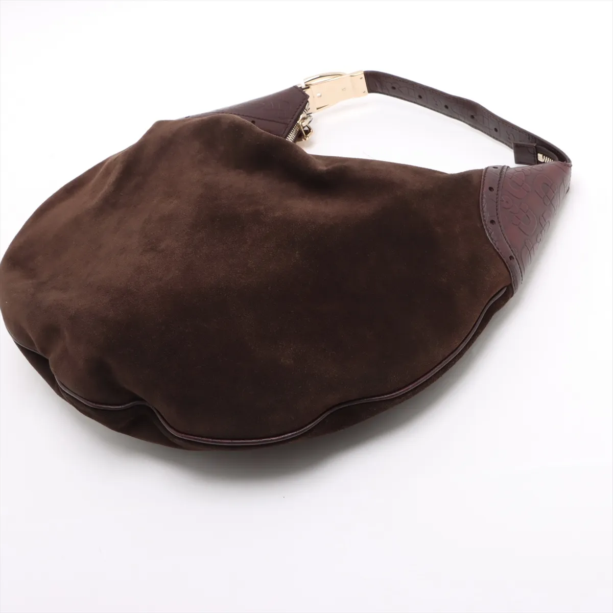 Horsebit Suede Shoulder Bag Brown 145764 — view 3