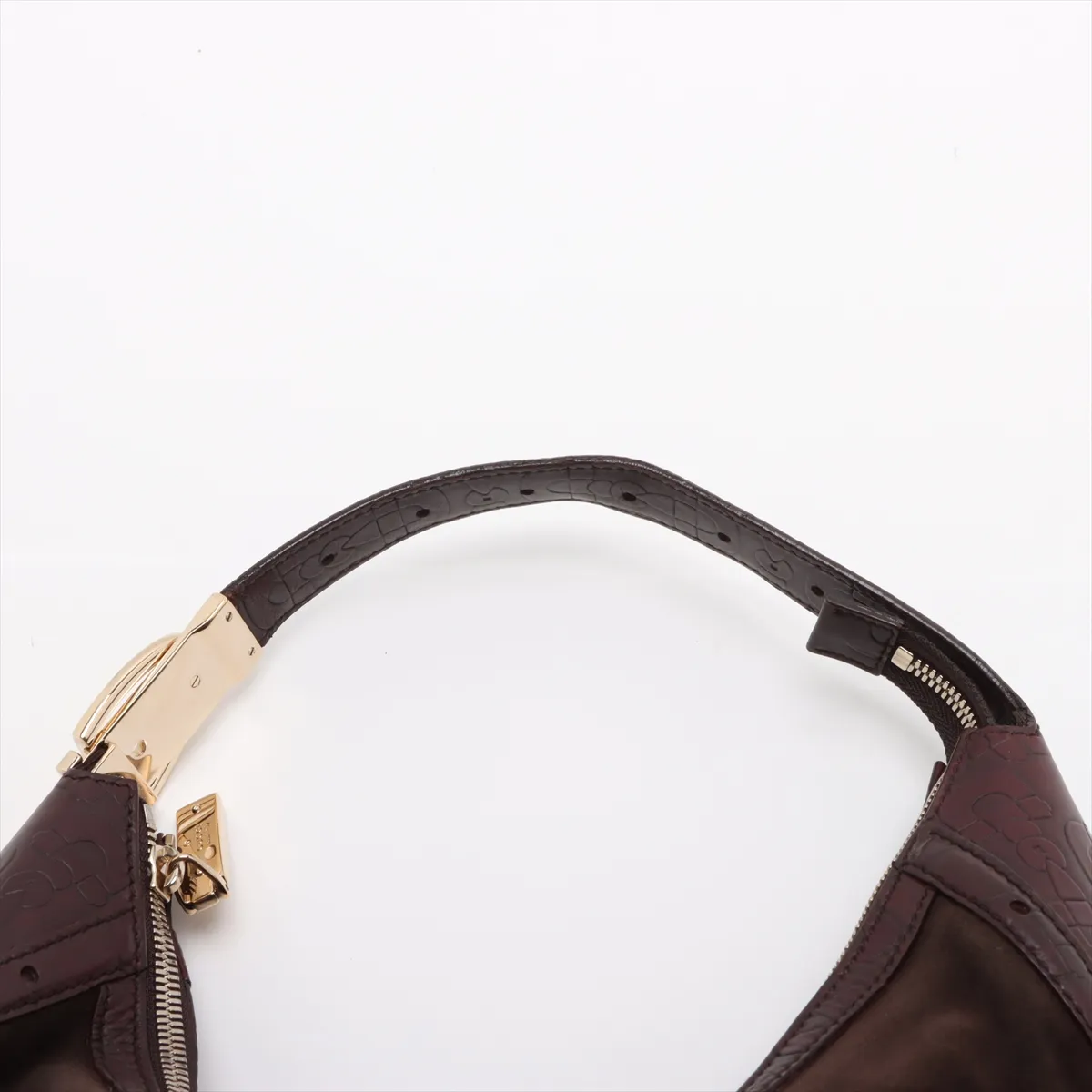 Horsebit Suede Shoulder Bag Brown 145764 — view 6