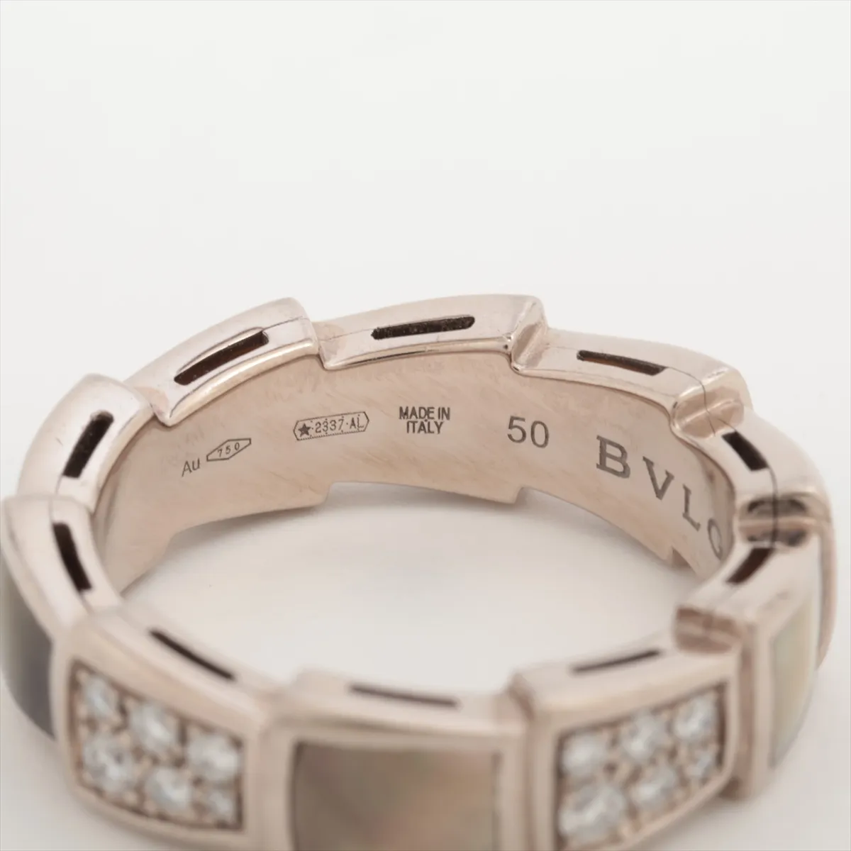 Serpenti Viper Band Shell Diamond Ring 750 (WG) 6.3g 50 K96YH5 Shell — view 3