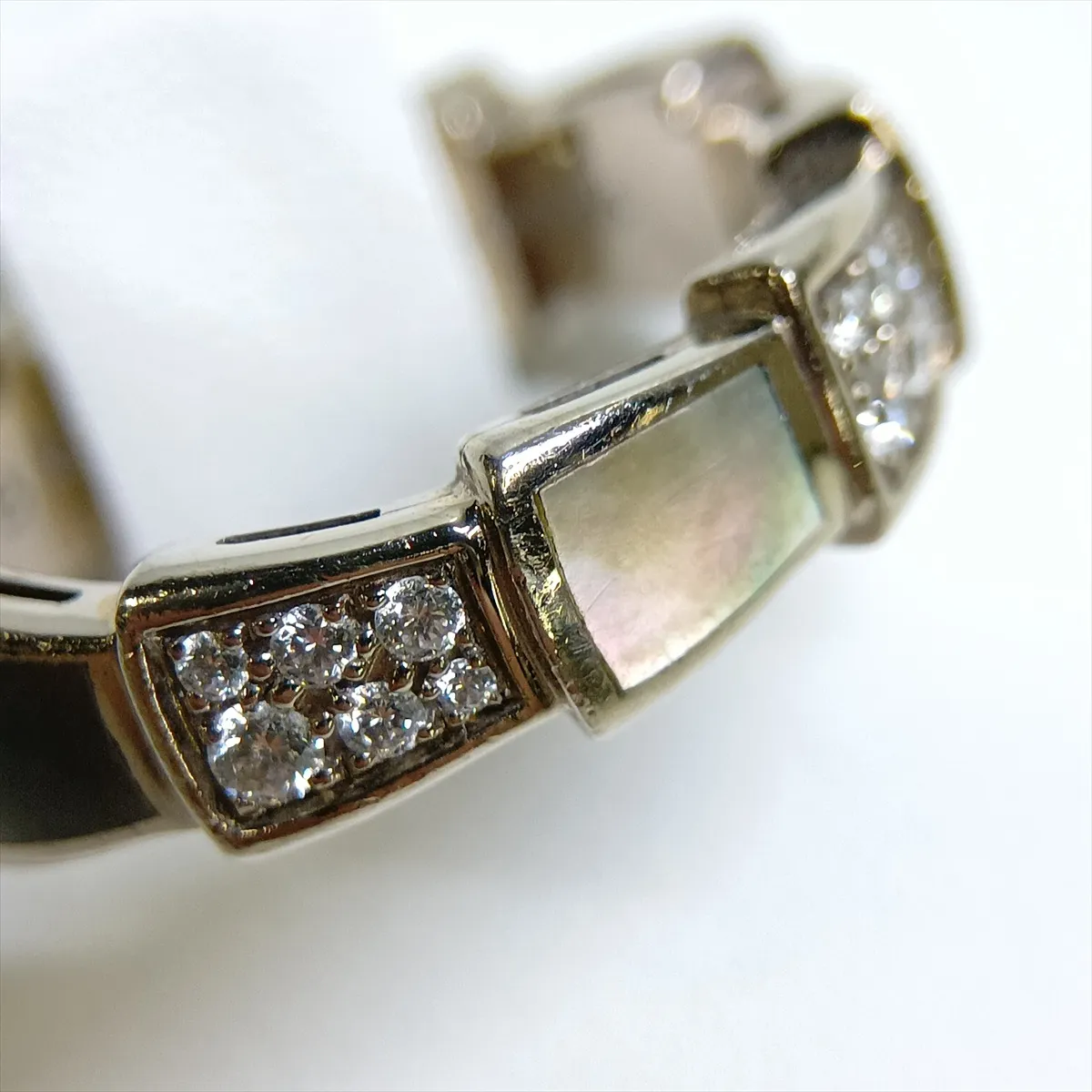Serpenti Viper Band Shell Diamond Ring 750 (WG) 6.3g 50 K96YH5 Shell — view 6