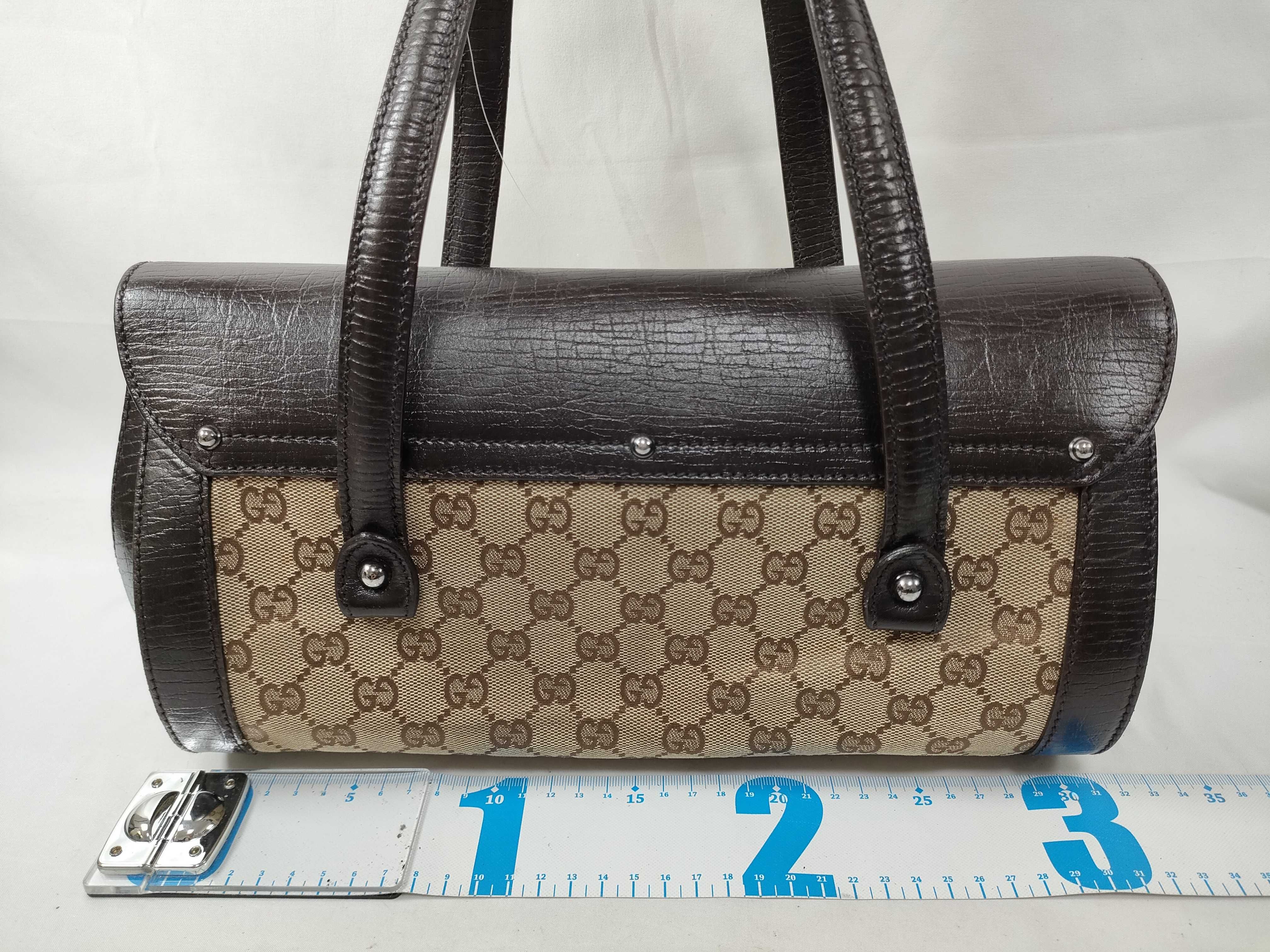 Brown Canvas GG Monogram Bamboo Cylinder Shoulder Bag (Handbag) — view 2