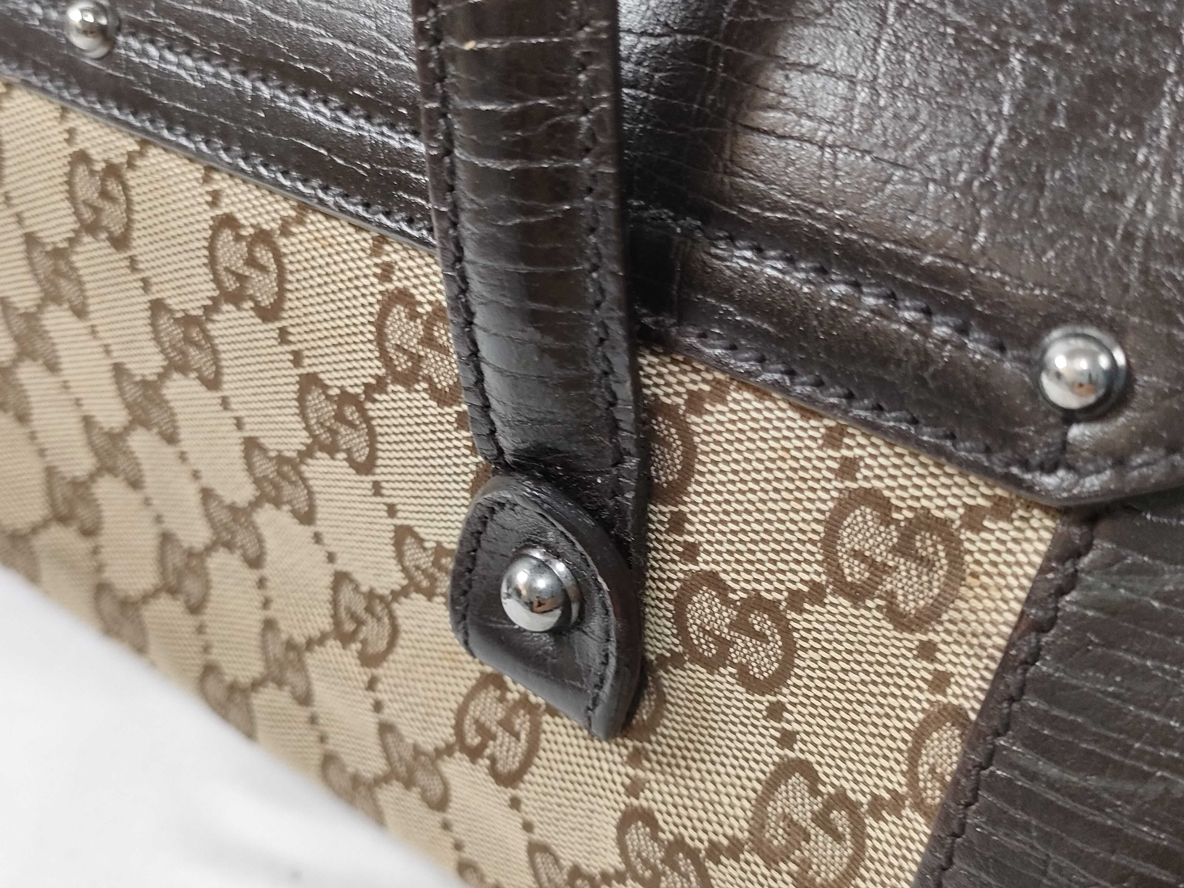 Brown Canvas GG Monogram Bamboo Cylinder Shoulder Bag (Handbag) — view 4