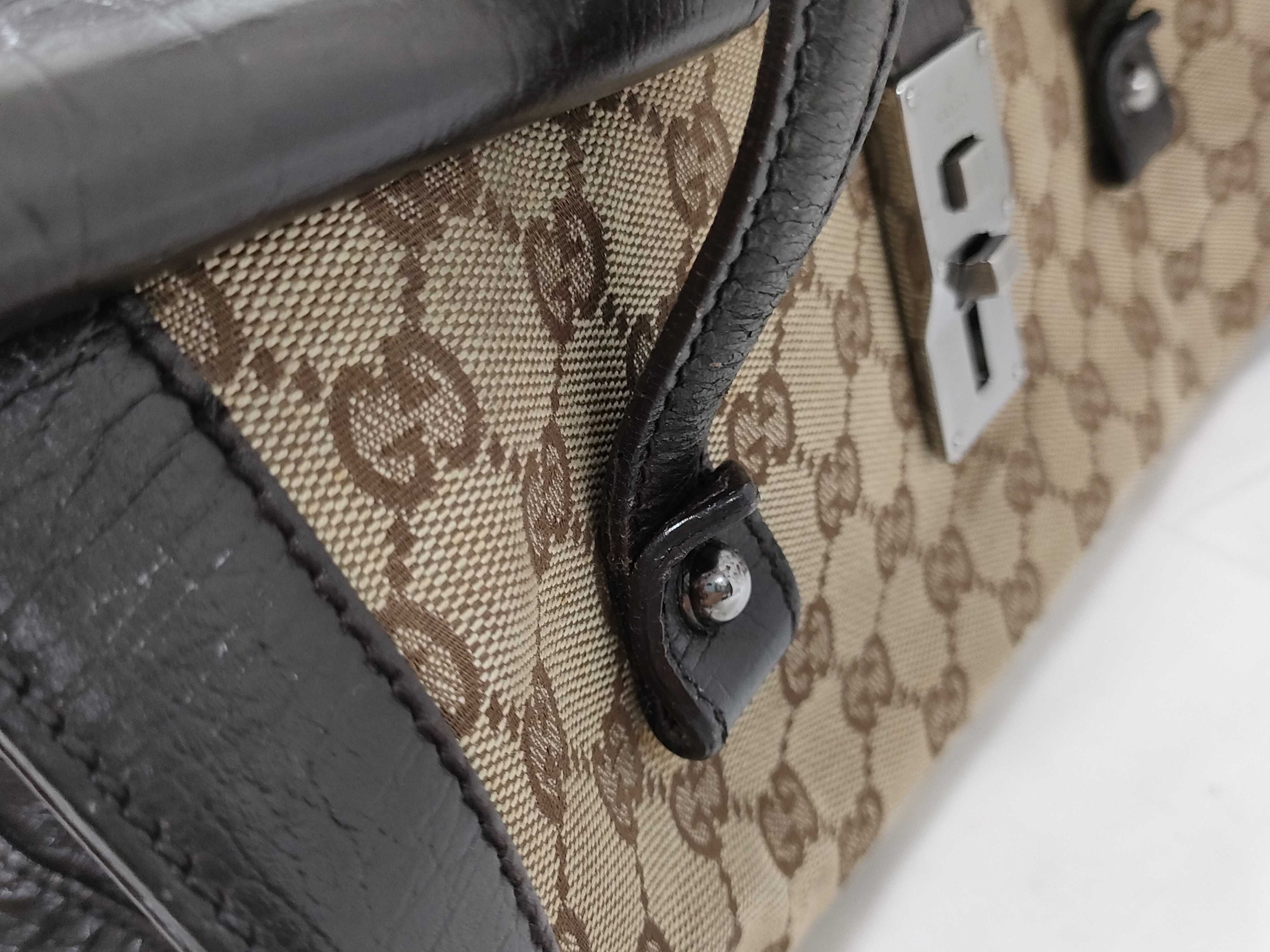 Brown Canvas GG Monogram Bamboo Cylinder Shoulder Bag (Handbag) — view 6
