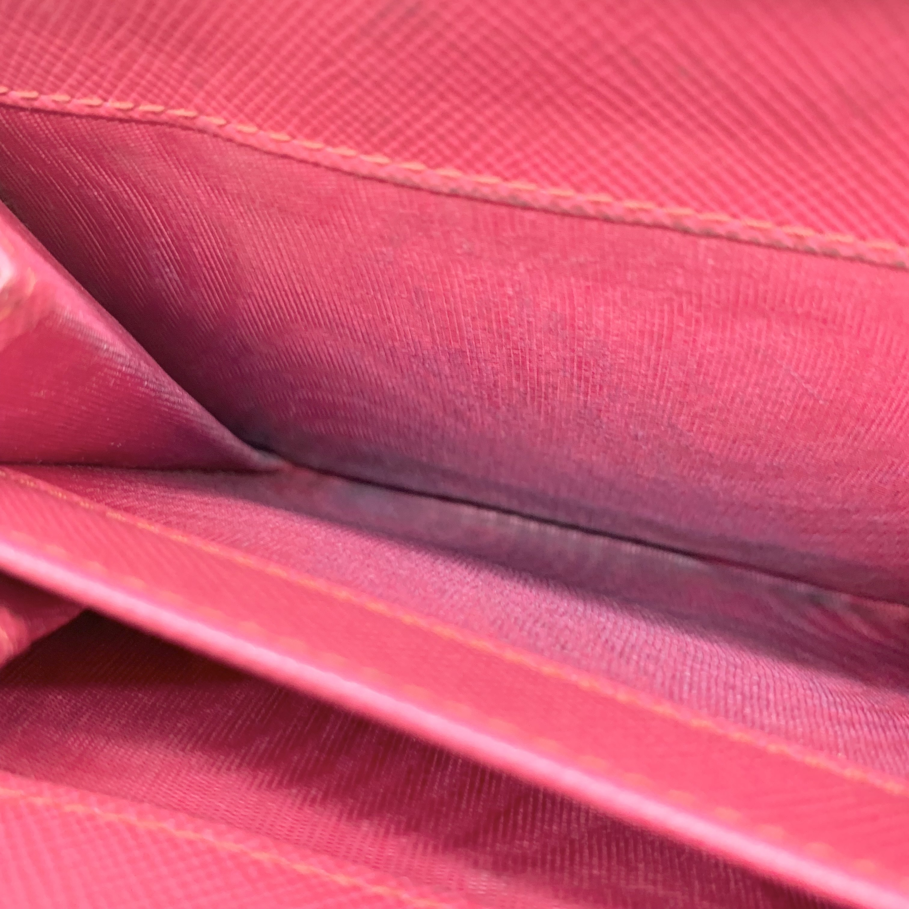 Saffiano Leather Coin Case Wallet Compact Pink Wallet — view 3