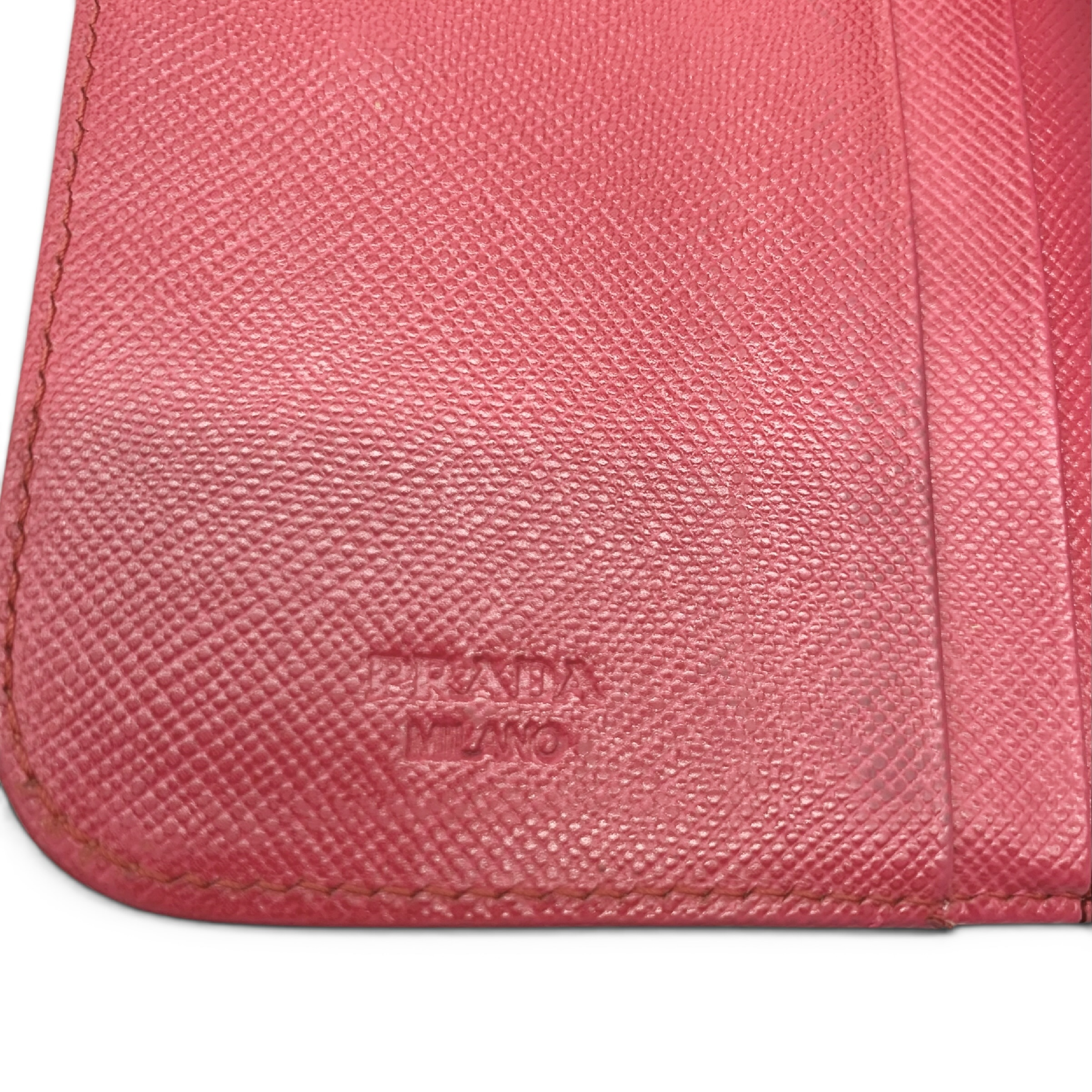 Saffiano Leather Coin Case Wallet Compact Pink Wallet — view 6