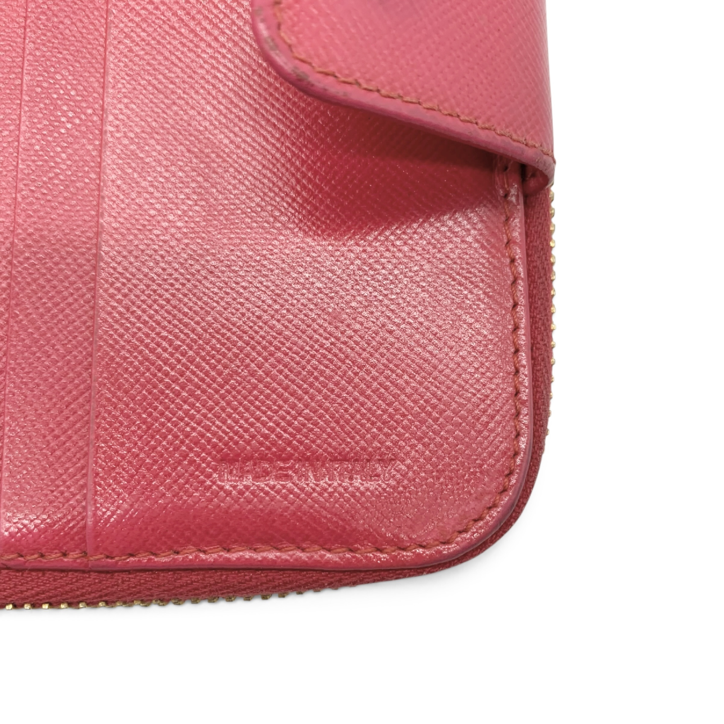 Saffiano Leather Coin Case Wallet Compact Pink Wallet — view 7