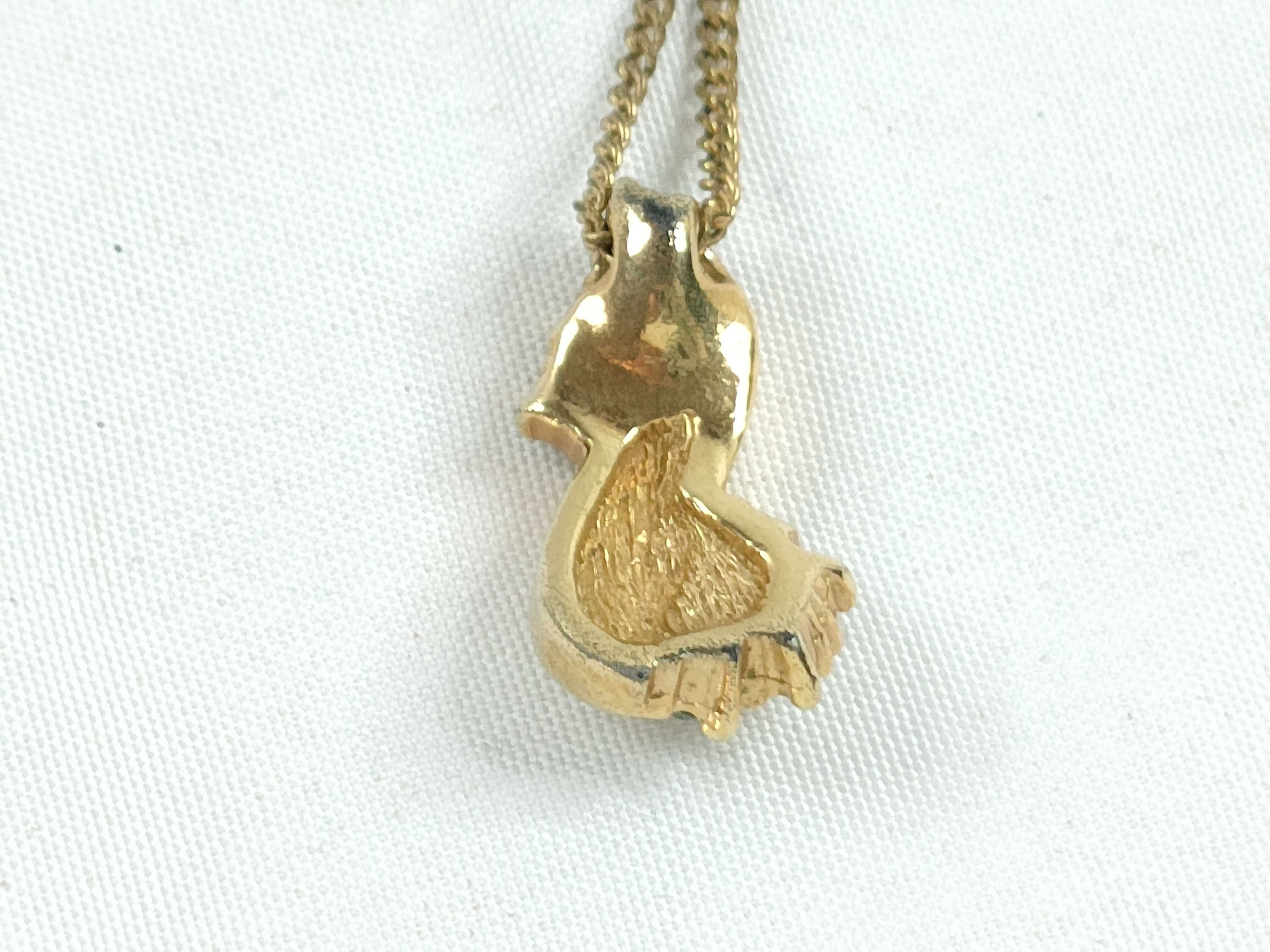 Christian necklace, rhinestone, gold and green. — view 2
