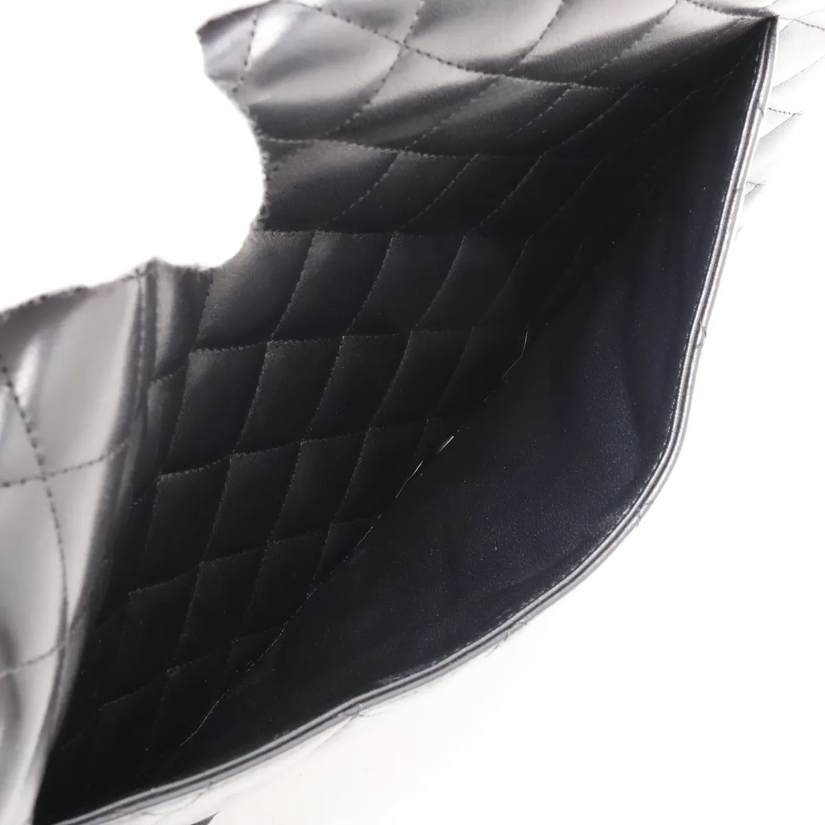 [Individually packaged] Chanel Large Matelassé 34 Maxi Lambskin Single Flap Double Chain Bag, Black with Silver Hardware, 13272034, Serial Number 13, A58601 — view 10