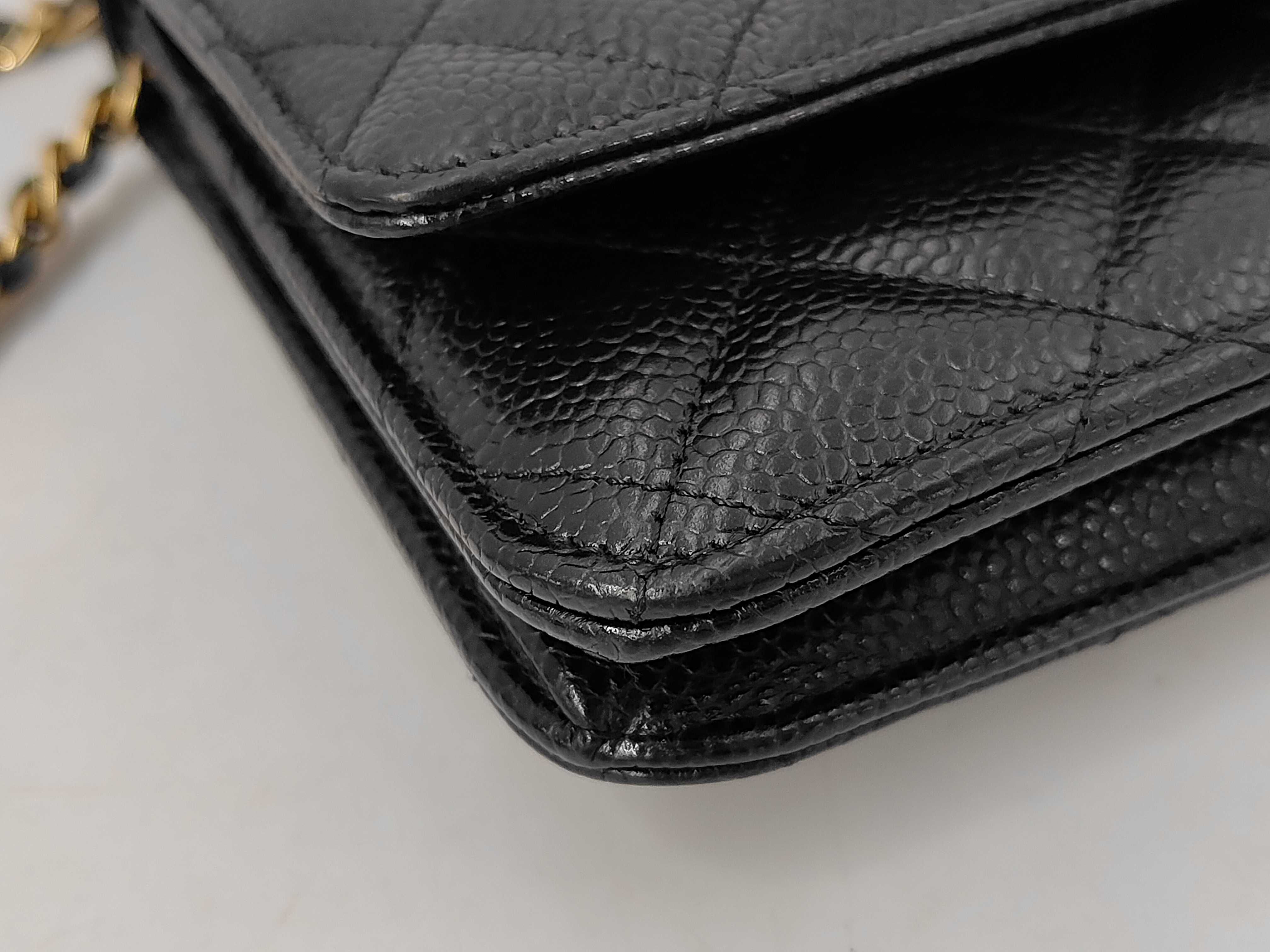 Matelassé Chain Wallet, Caviar Leather, Black with Gold Hardware, 29663067 Shoulder Bag — view 6