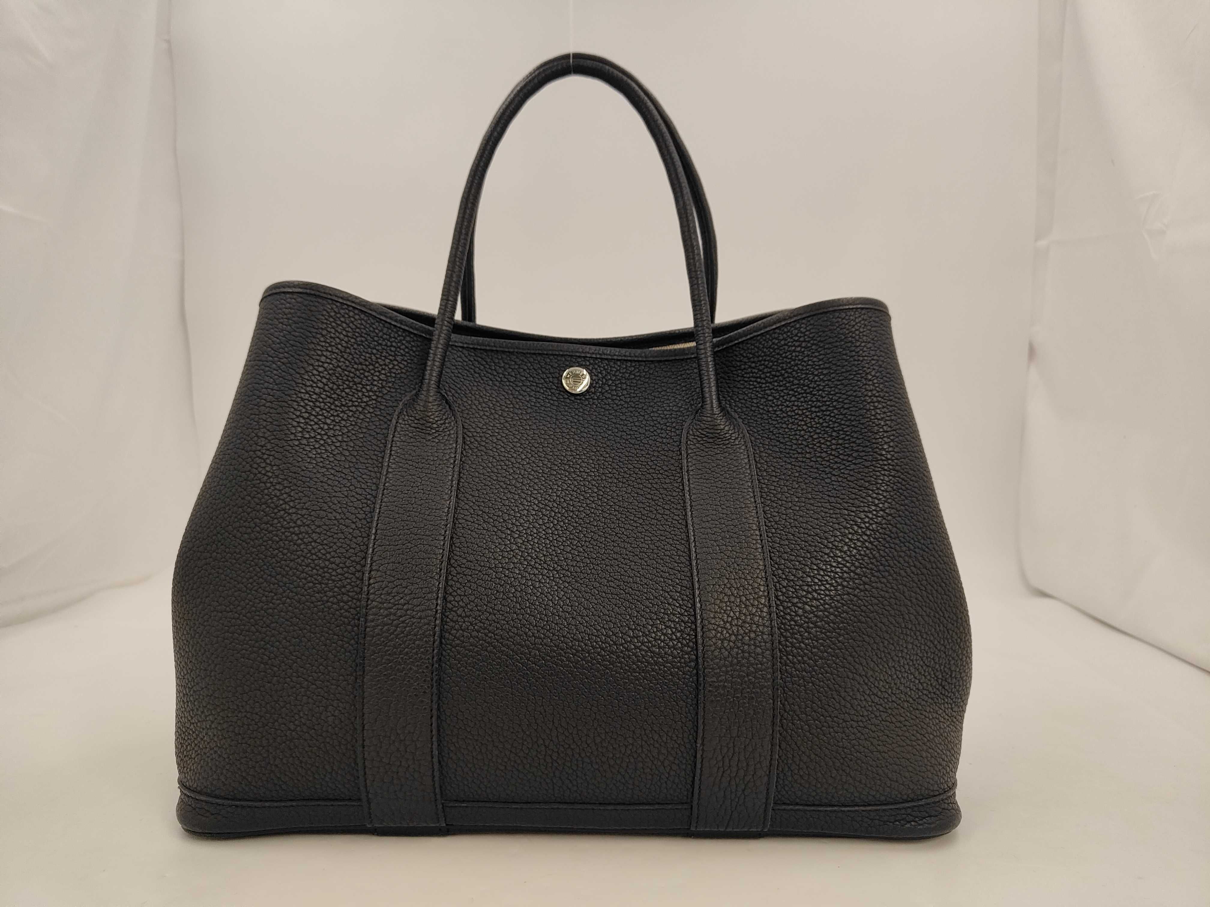 Garden Party PM Tote Bag (W stamp, Negonda Noir leather, silver hardware)