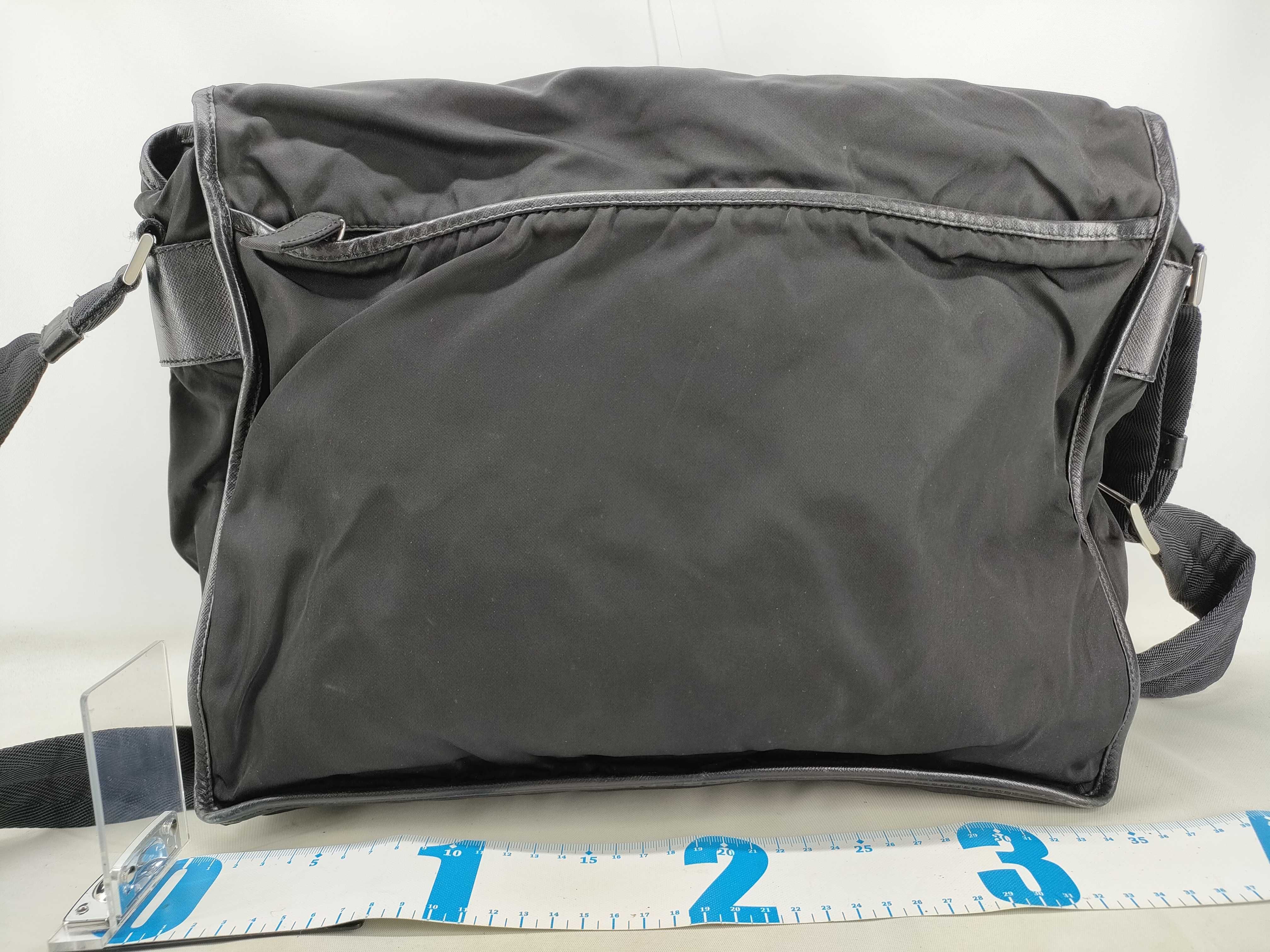 Nylon Shoulder Bag with Triangle Logo, White Tag, Size 43 — view 2
