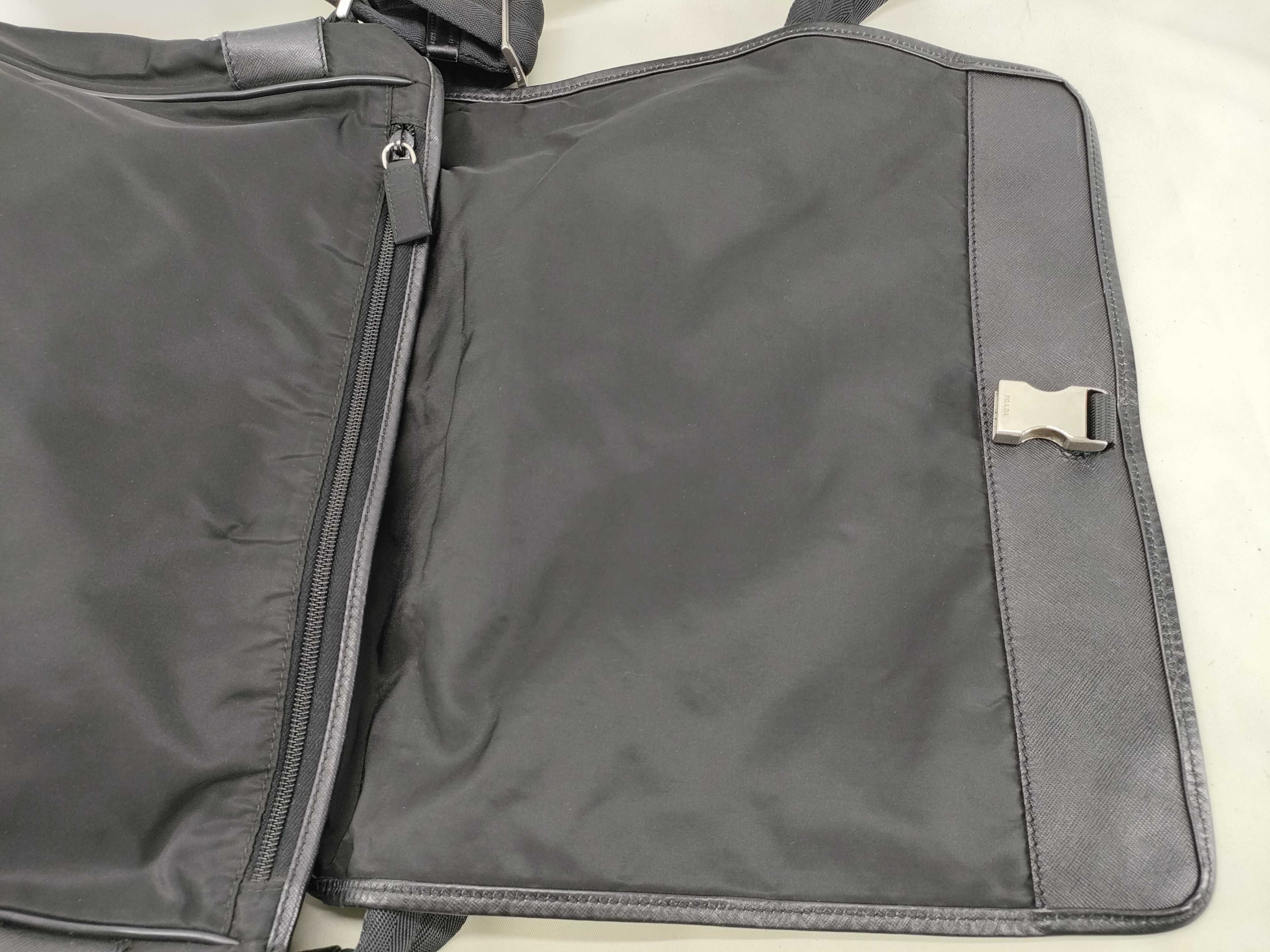 Nylon Shoulder Bag with Triangle Logo, White Tag, Size 43 — view 9