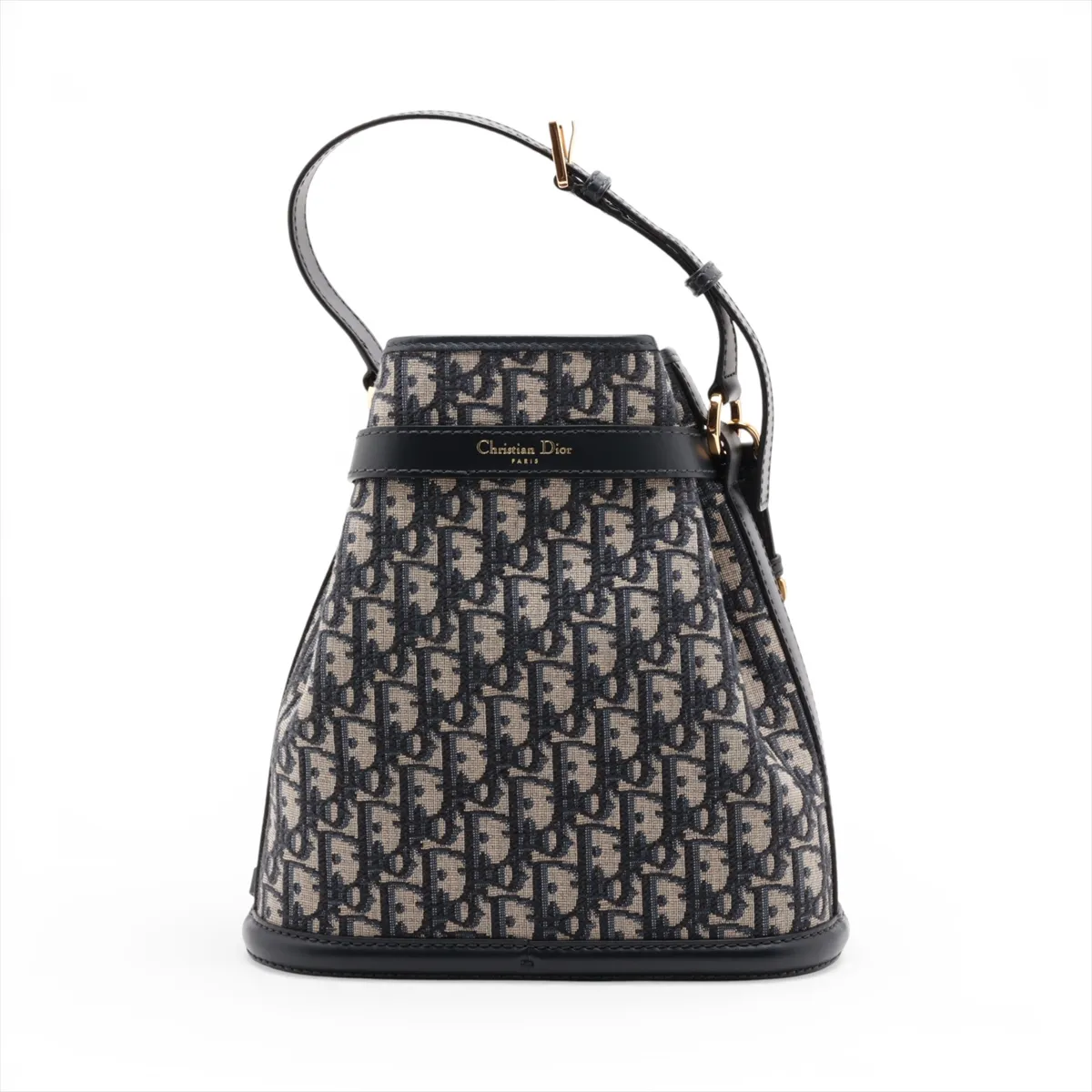 Oblique Cedior Canvas x Leather 2-Way Shoulder Bag, Navy — view 2