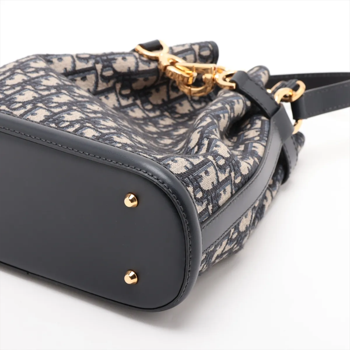 Oblique Cedior Canvas x Leather 2-Way Shoulder Bag, Navy — view 3