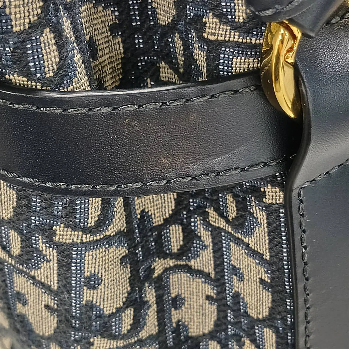 Oblique Cedior Canvas x Leather 2-Way Shoulder Bag, Navy — view 9