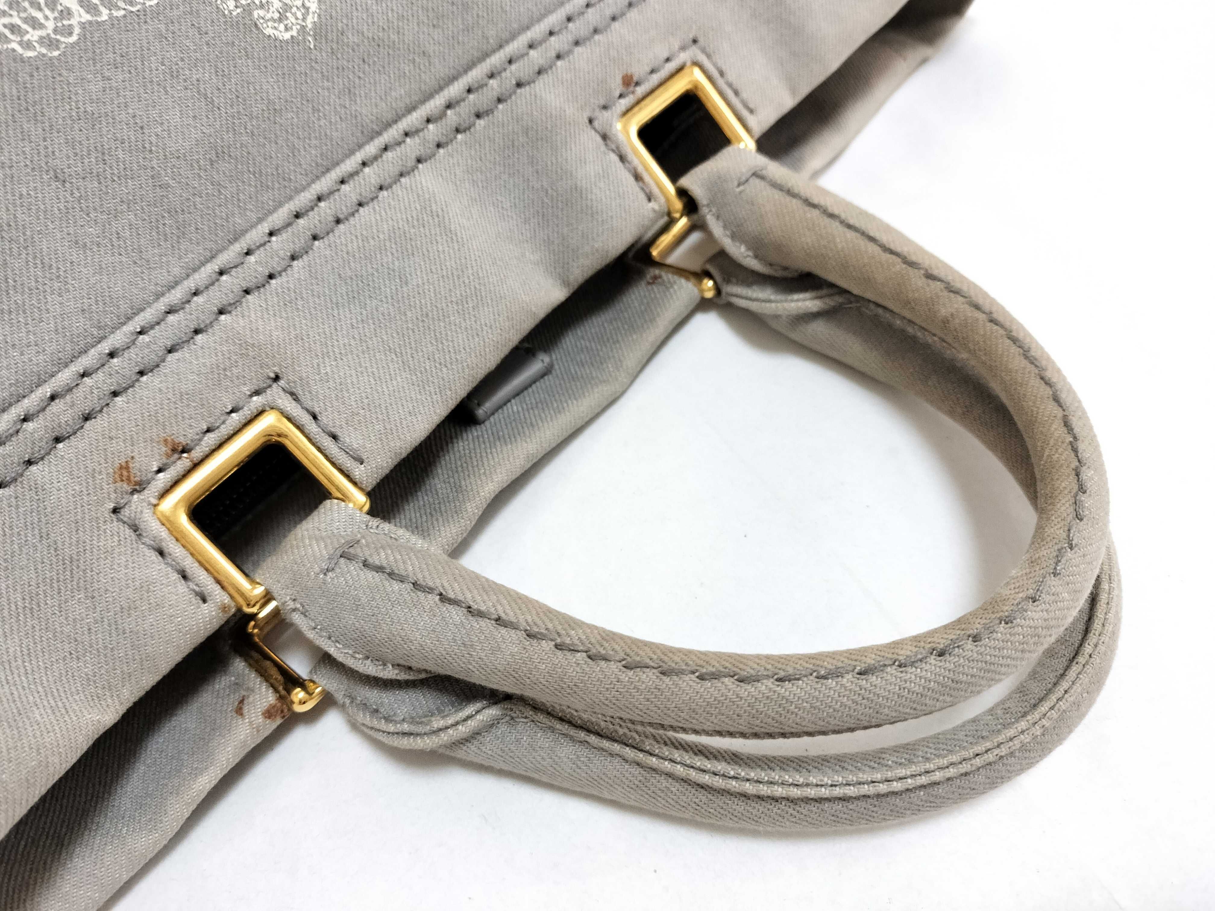 BN2069 Canapa 2-way Shoulder Bag, Square Canvas, Gray Shoulder Bag — view 3