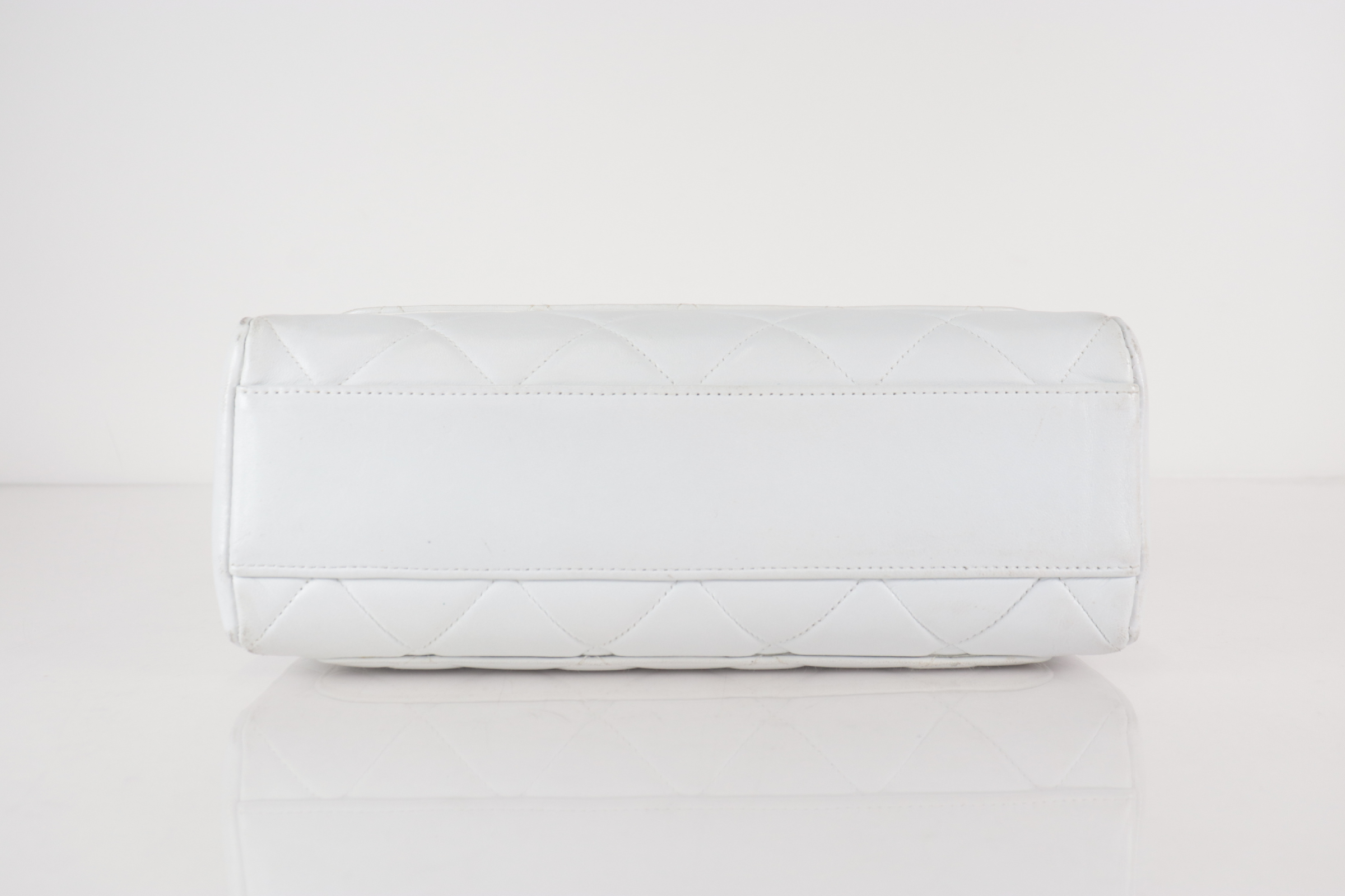 Matelassé Lambskin Chain Shoulder Bag, Series 3, White Shoulder Bag — view 7