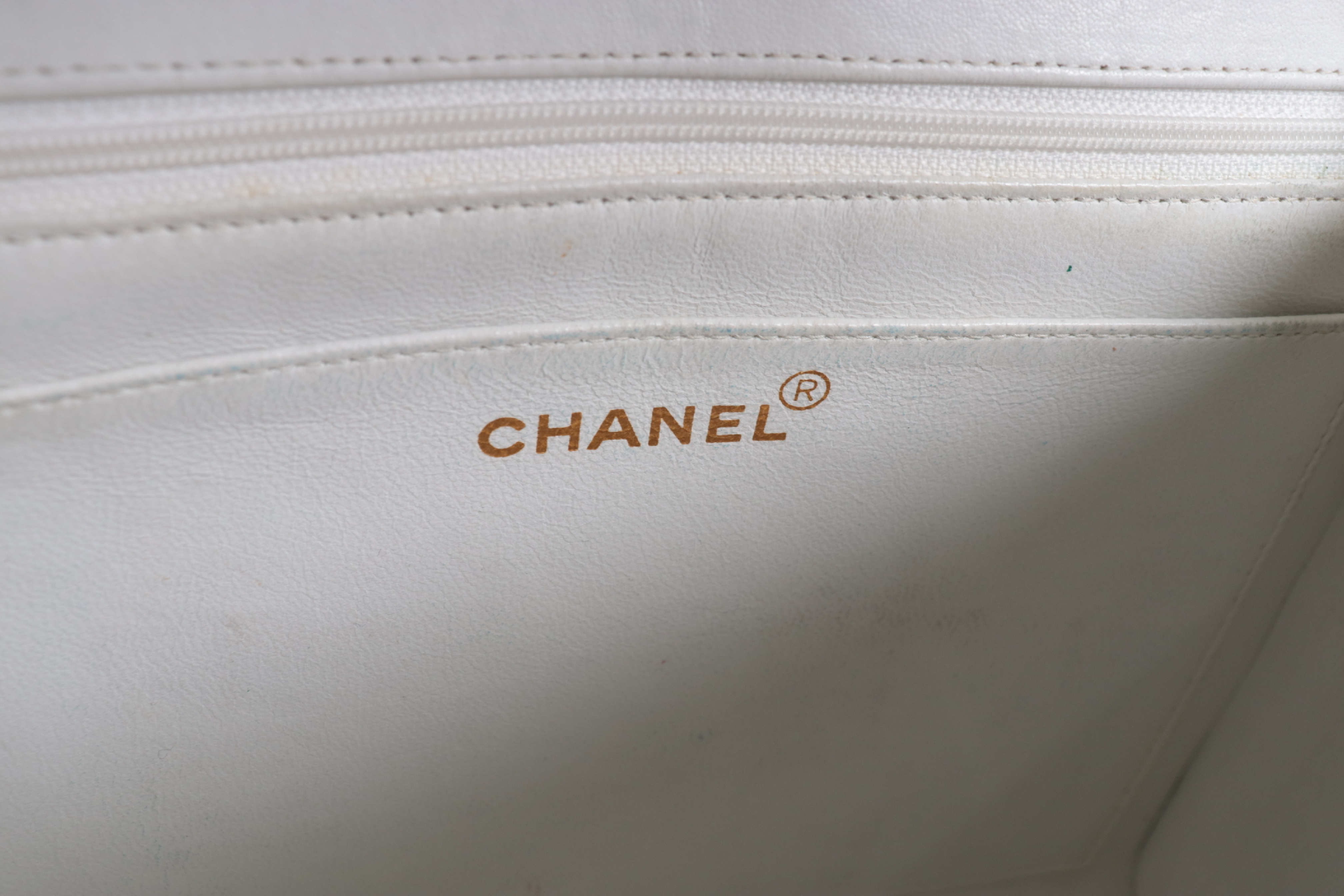 Matelassé Lambskin Chain Shoulder Bag, Series 3, White Shoulder Bag — view 8
