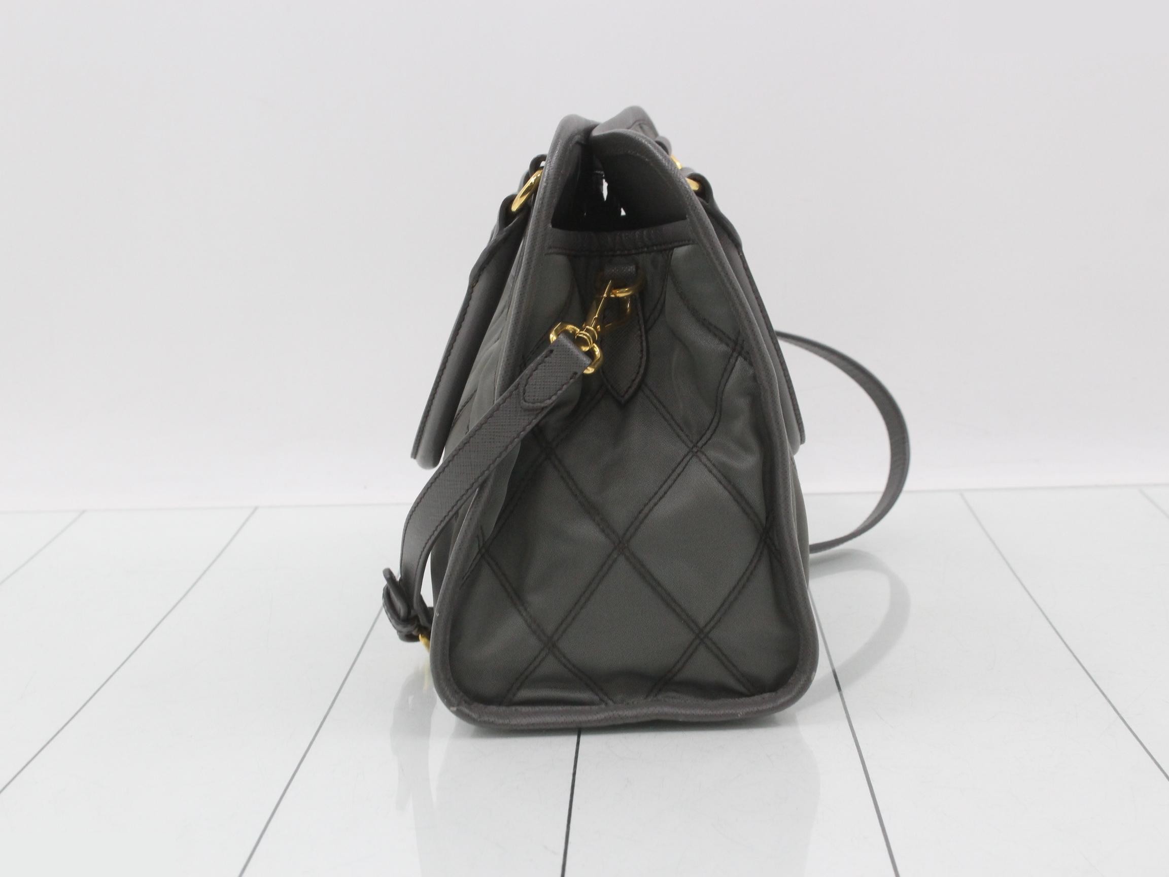 Quilted Nylon x Leather 2-Way Handbag — view 3