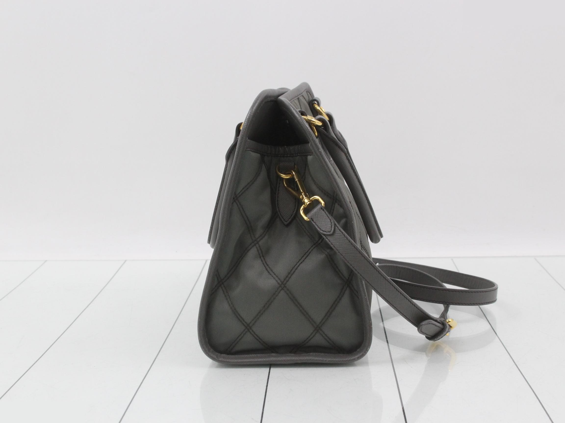 Quilted Nylon x Leather 2-Way Handbag — view 4