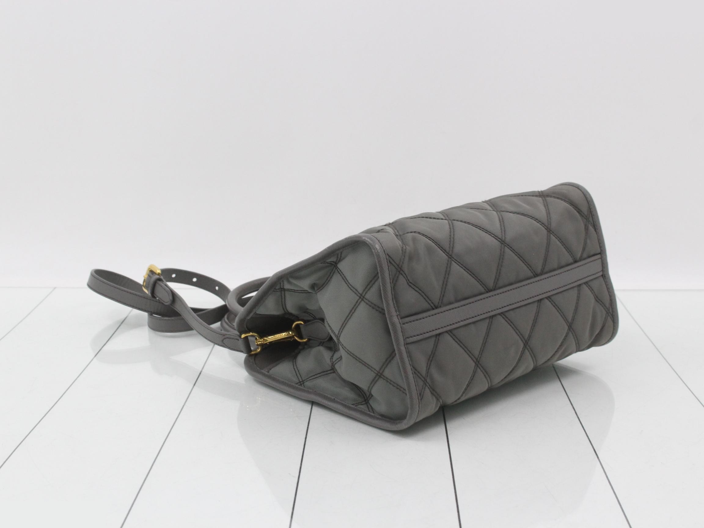 Quilted Nylon x Leather 2-Way Handbag — view 5